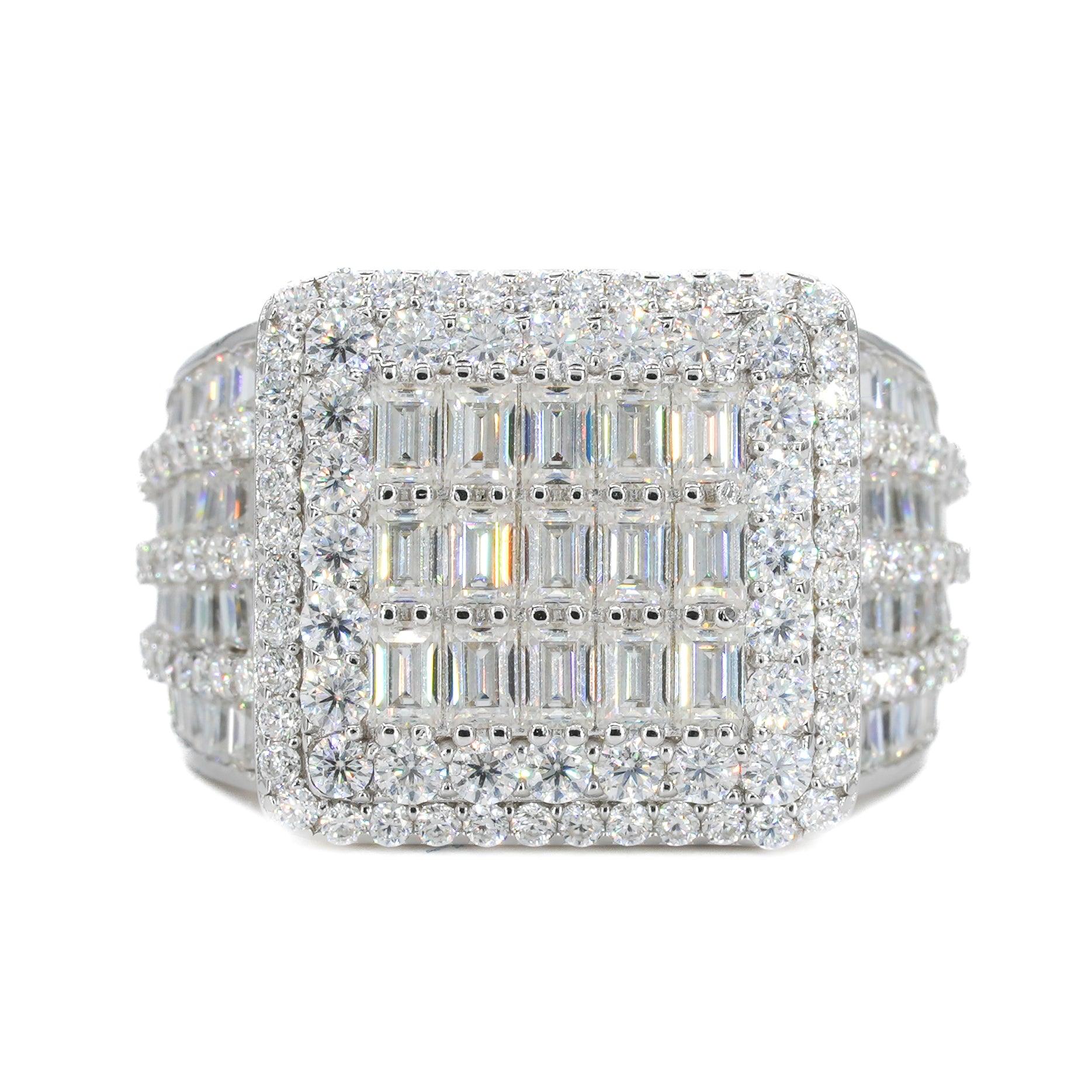 Baguette Inlay Square VVS Moissanite Diamond Ring - Moissanite Bazaar - moissanitebazaar.com