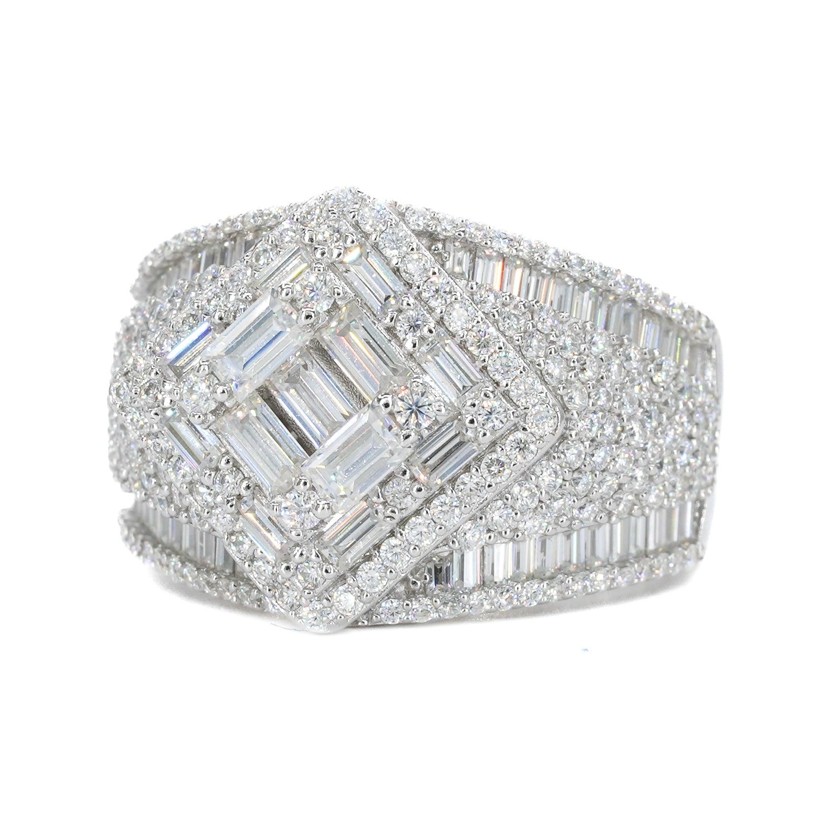 Square Baguette & Round VVS Moissanite Diamond Ring – Moissanite