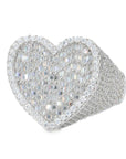 Iced Out Baguette Heart VVS Moissanite Diamond Ring - Moissanite Bazaar - moissanitebazaar.com