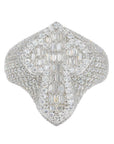Iced Out Baguette Pointed Cross VVS Moissanite Diamond Ring - Moissanite Bazaar - moissanitebazaar.com