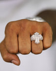 Gothic Baguette Cross VVS Moissanite Diamond Ring - Moissanite Bazaar - moissanitebazaar.com