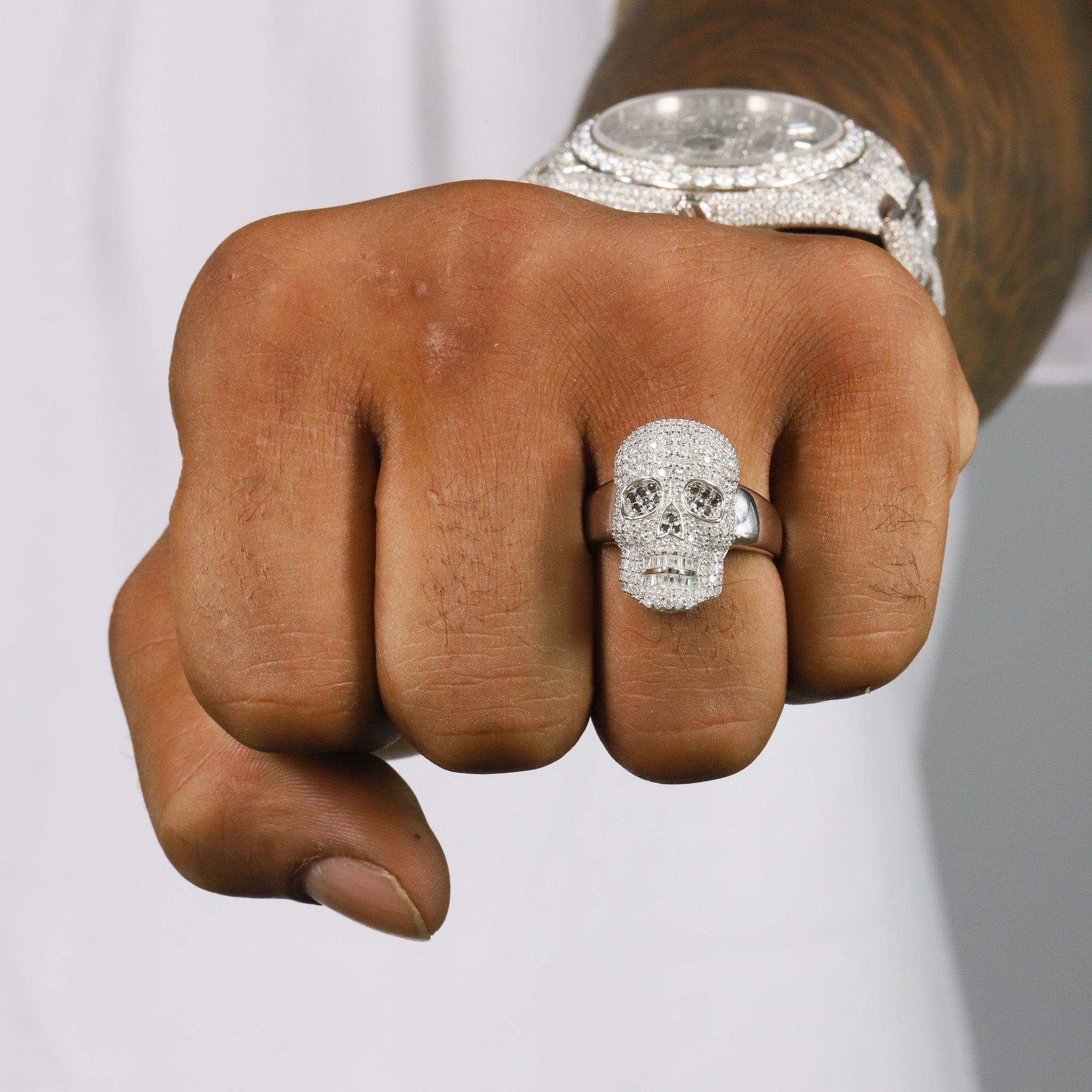 Iced Out Skull VVS Moissanite Diamond Ring - Moissanite Bazaar - moissanitebazaar.com