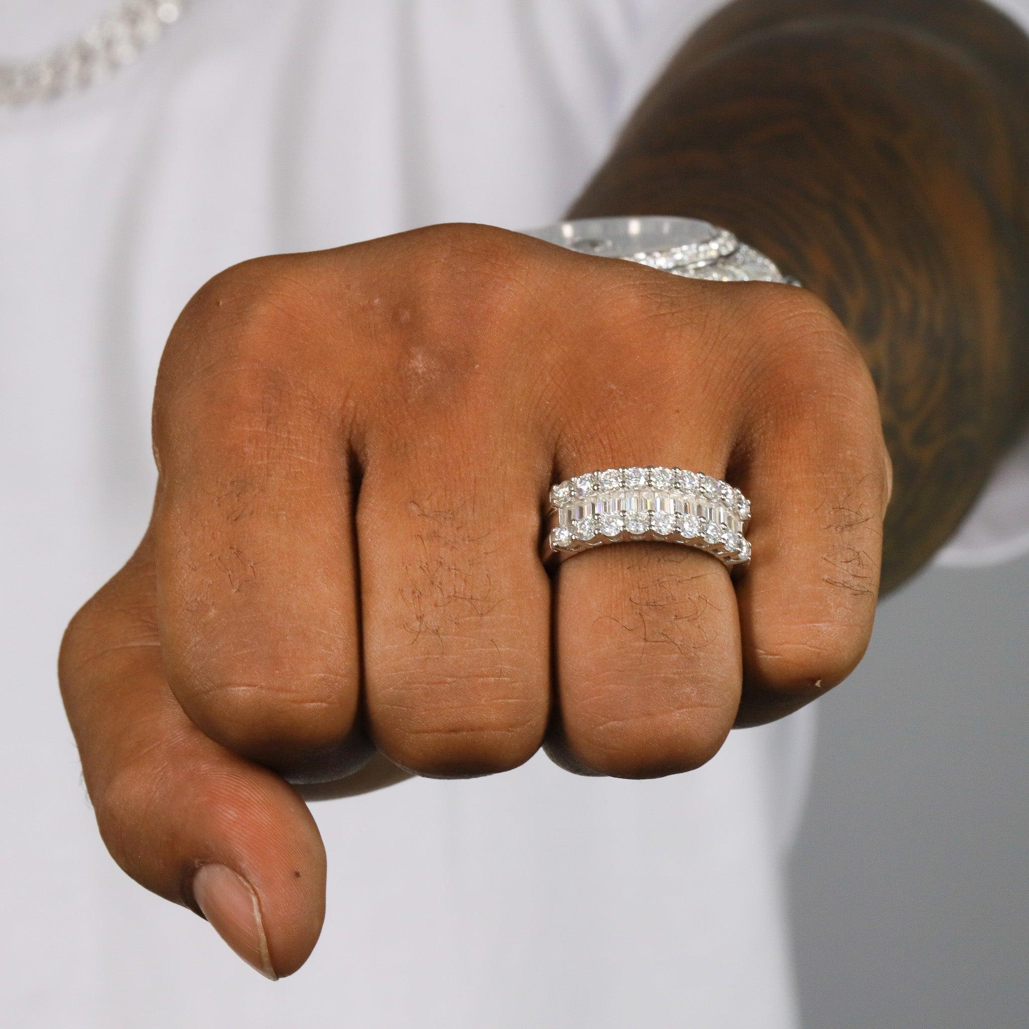 Iced out diamond on sale ring