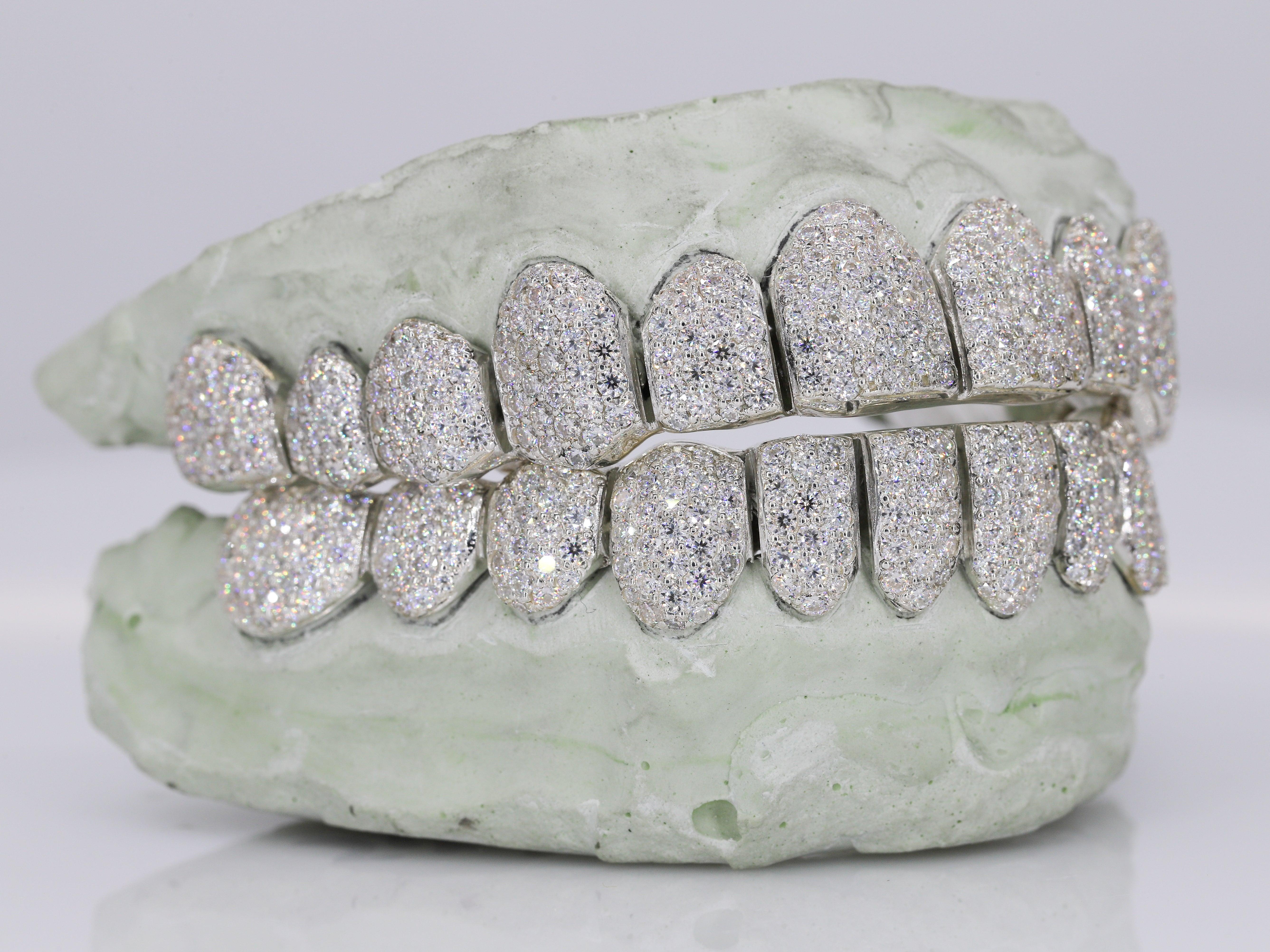 12 on 12 VVS Moisannite Diamond Grillz - Moissanite Bazaar - moissanitebazaar.com
