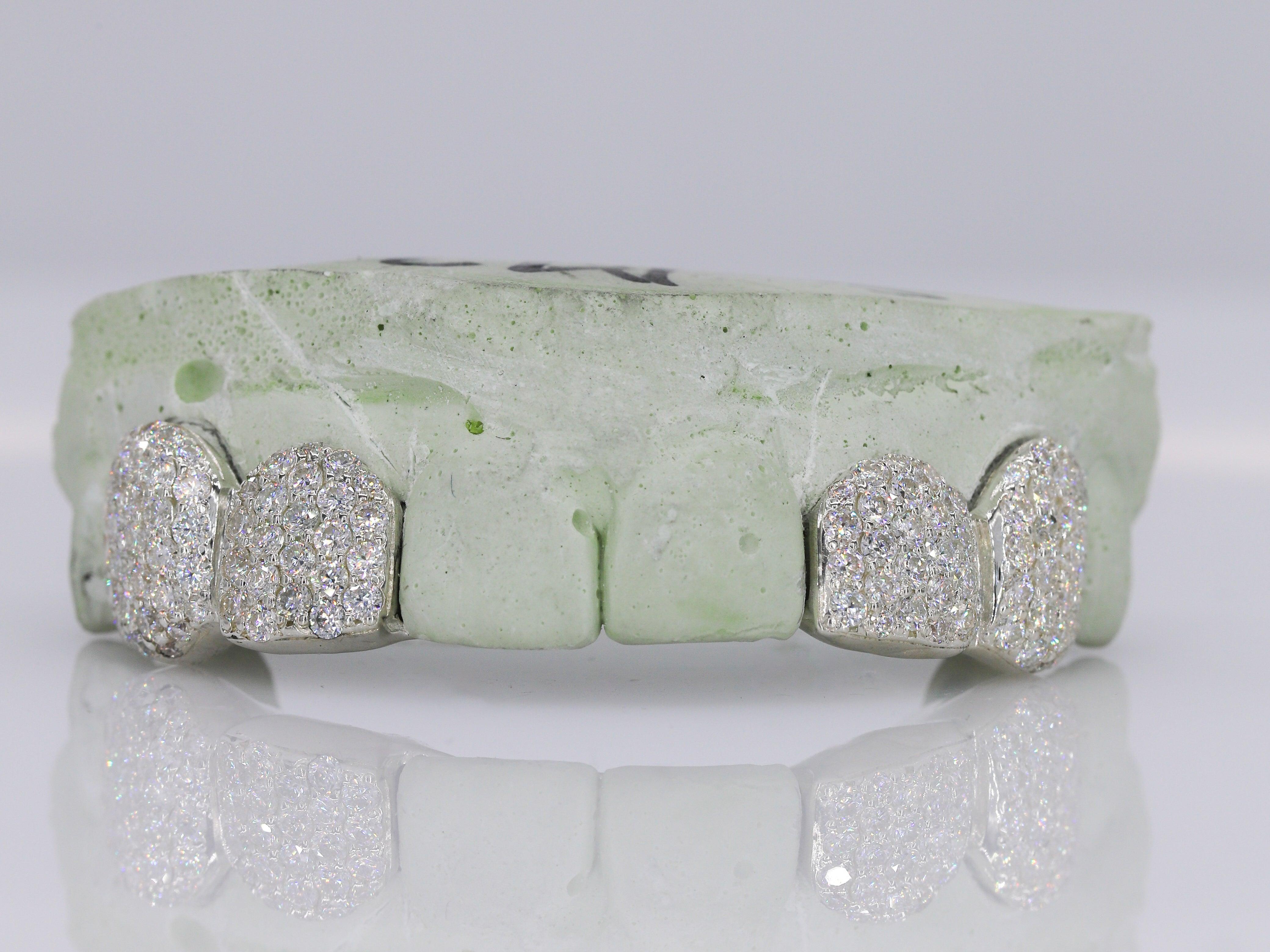 2 Iced Out VVS Moissanite Diamond Teeth Grillz - Moissanite Bazaar - moissanitebazaar.com