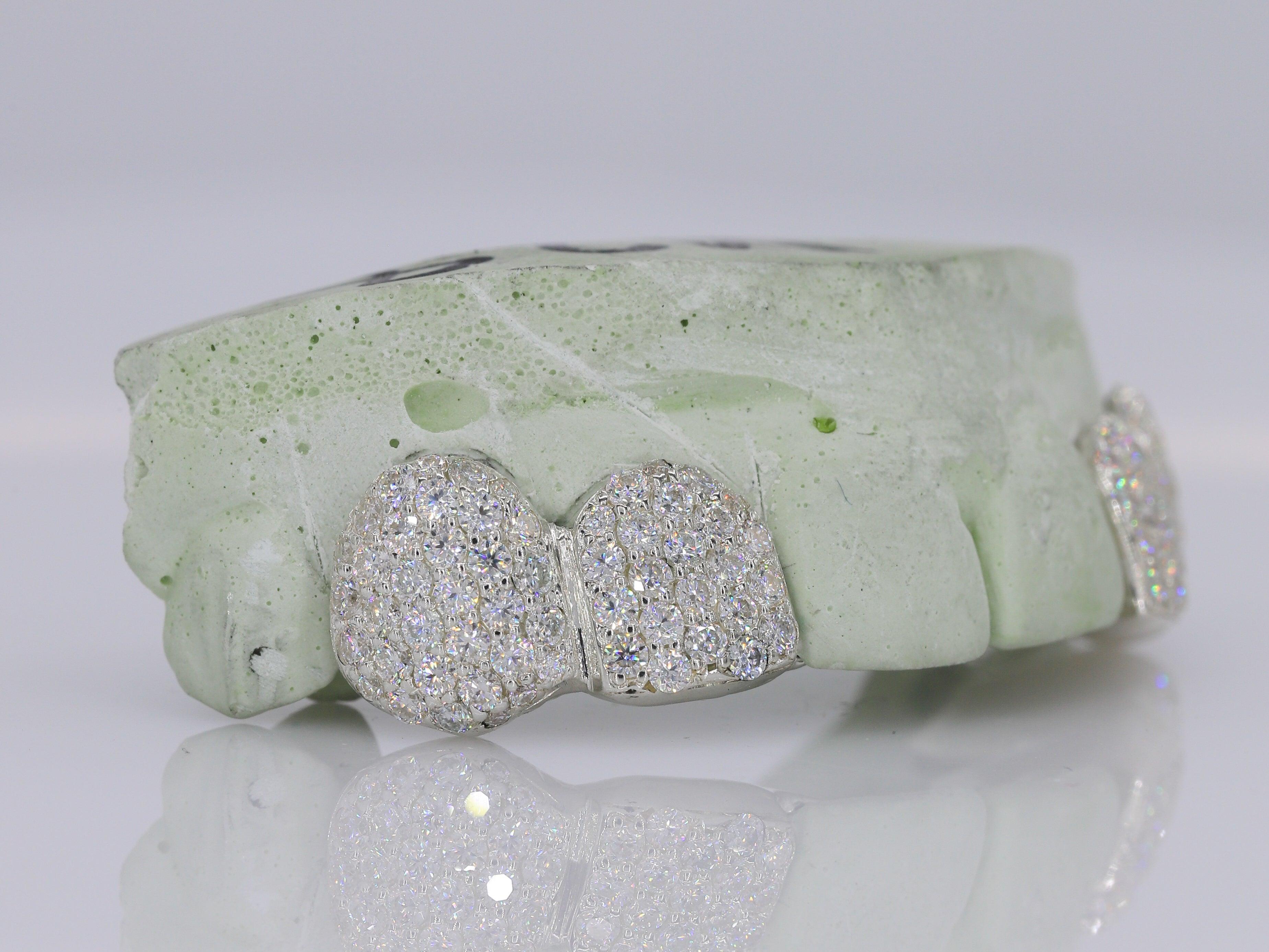 2 Iced Out VVS Moissanite Diamond Teeth Grillz - Moissanite Bazaar - moissanitebazaar.com