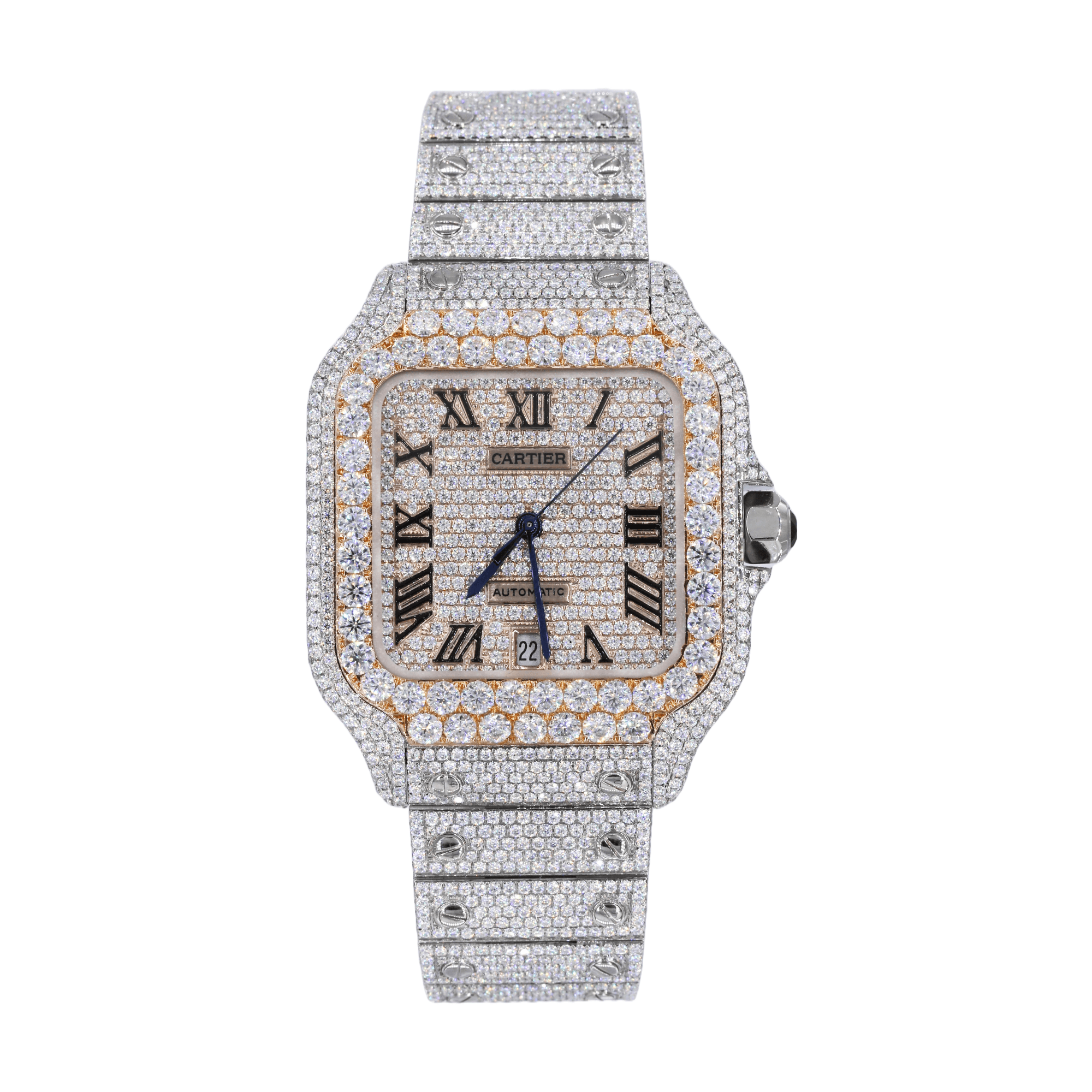 CS Two Tone 41MM Moissanite Diamond Watch 20CT - Moissanite Bazaar - moissanitebazaar.com