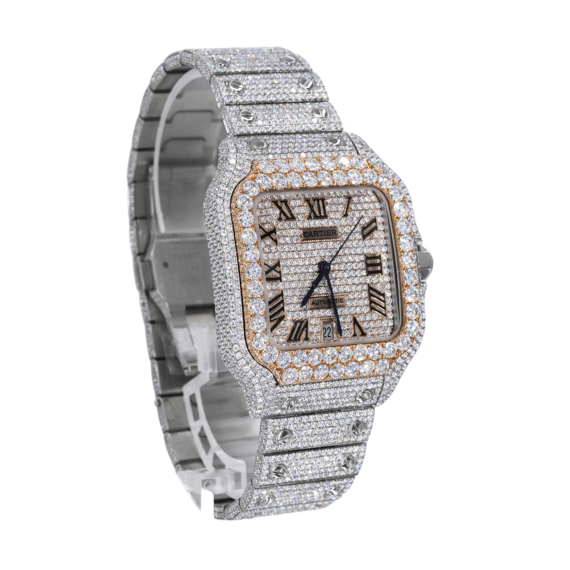 CS Two Tone 41MM Moissanite Diamond Watch 20CT - Moissanite Bazaar - moissanitebazaar.com