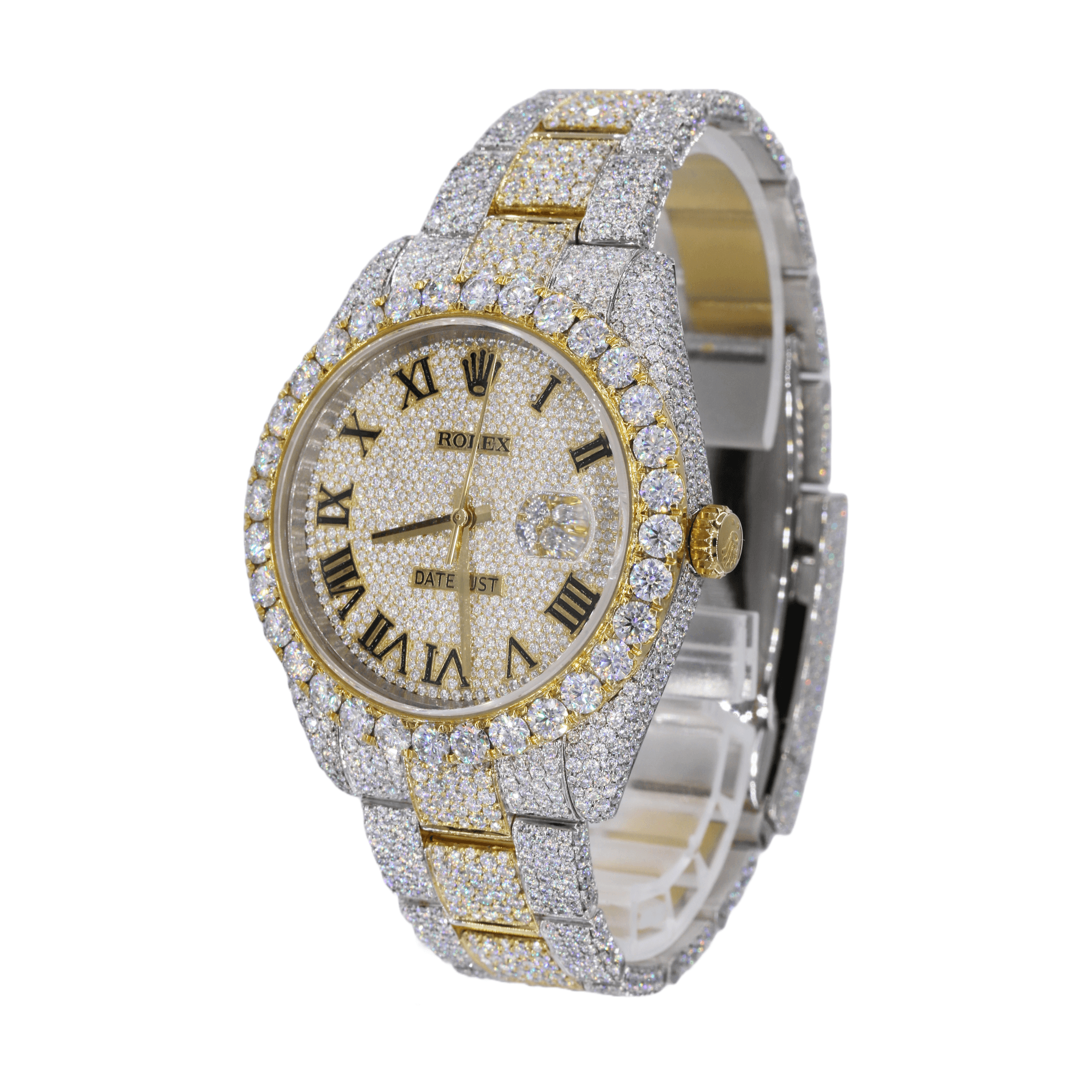 DJ 41MM Moissanite Diamond Big Stone Bezel Two-Tone Watch 22CT - Moissanite Bazaar - moissanitebazaar.com