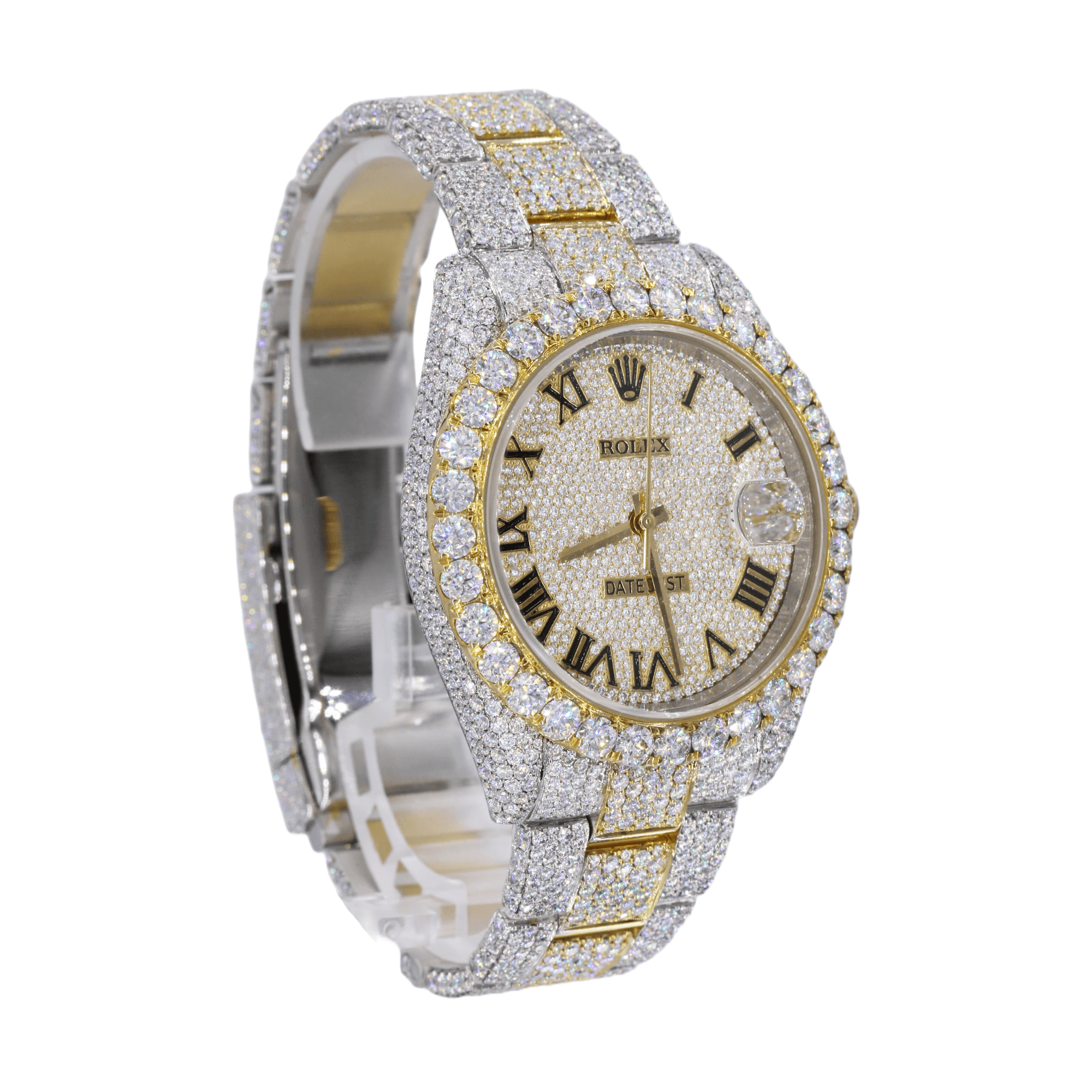 DJ 41MM Moissanite Diamond Big Stone Bezel Two-Tone Watch 22CT - Moissanite Bazaar - moissanitebazaar.com