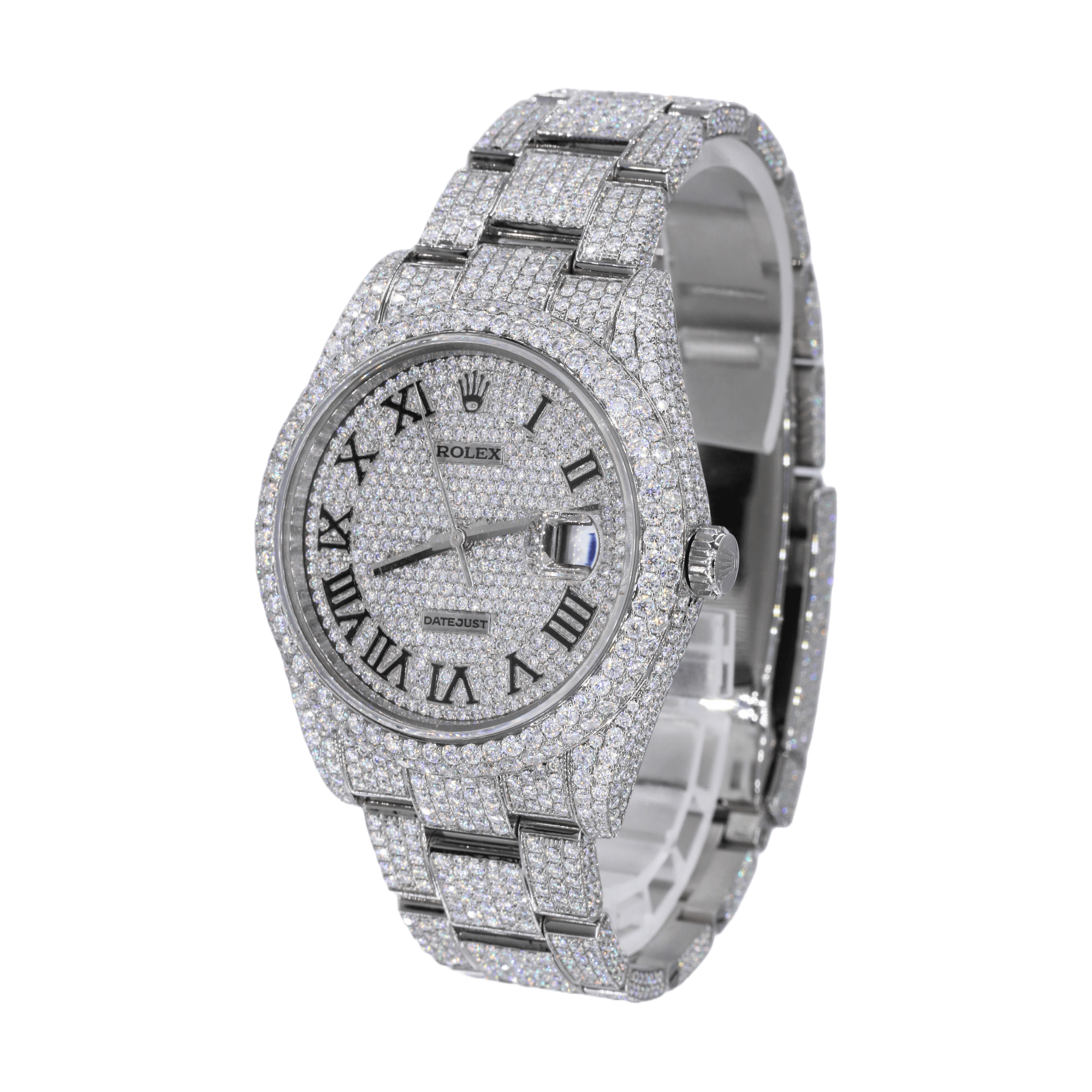 DJ 41MM Moissanite Diamond Two Row Bezel Watch 22CT - Moissanite Bazaar - moissanitebazaar.com