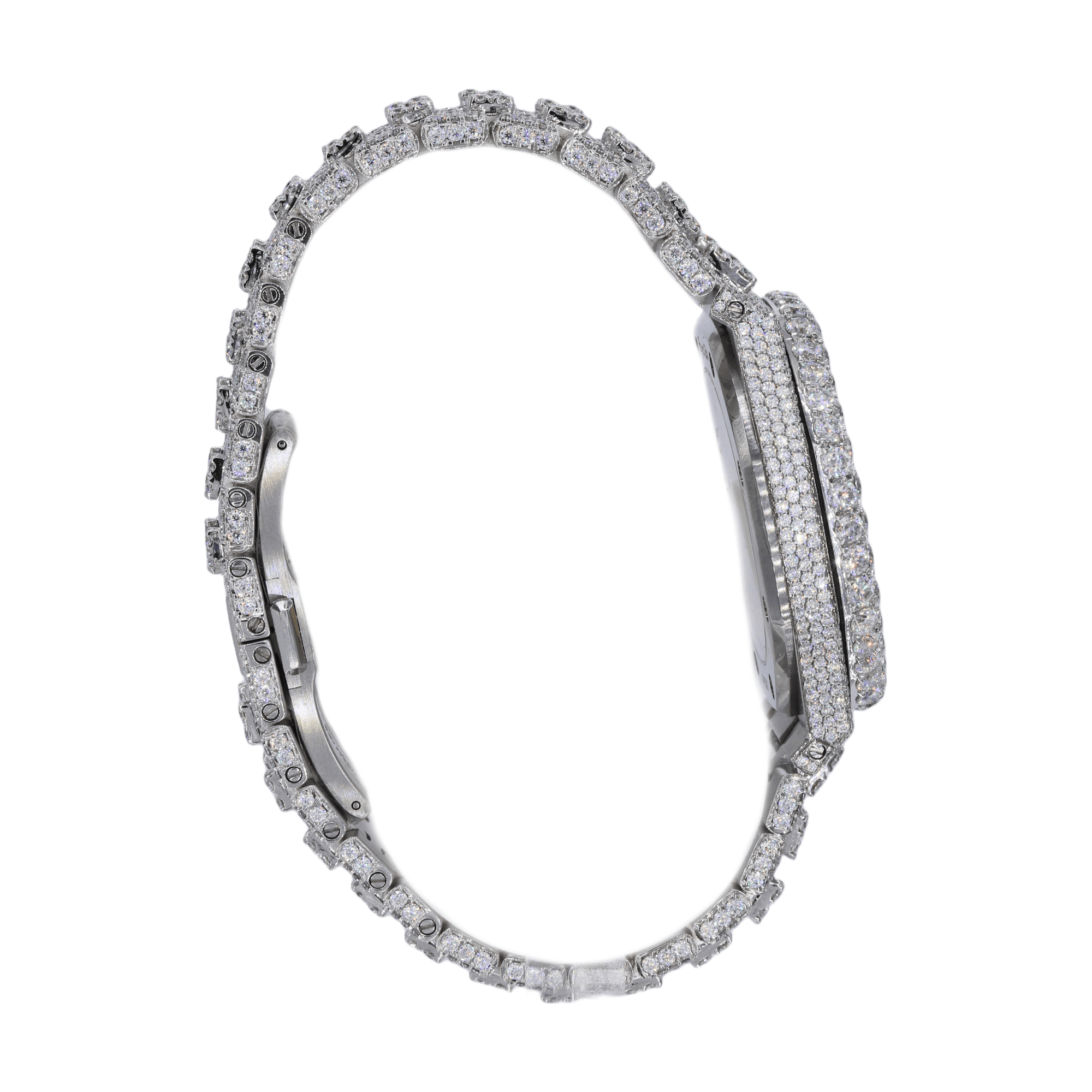 AP Stainless Steel 41MM Moissanite Diamond Watch 25CT Studded Band - Moissanite Bazaar - moissanitebazaar.com