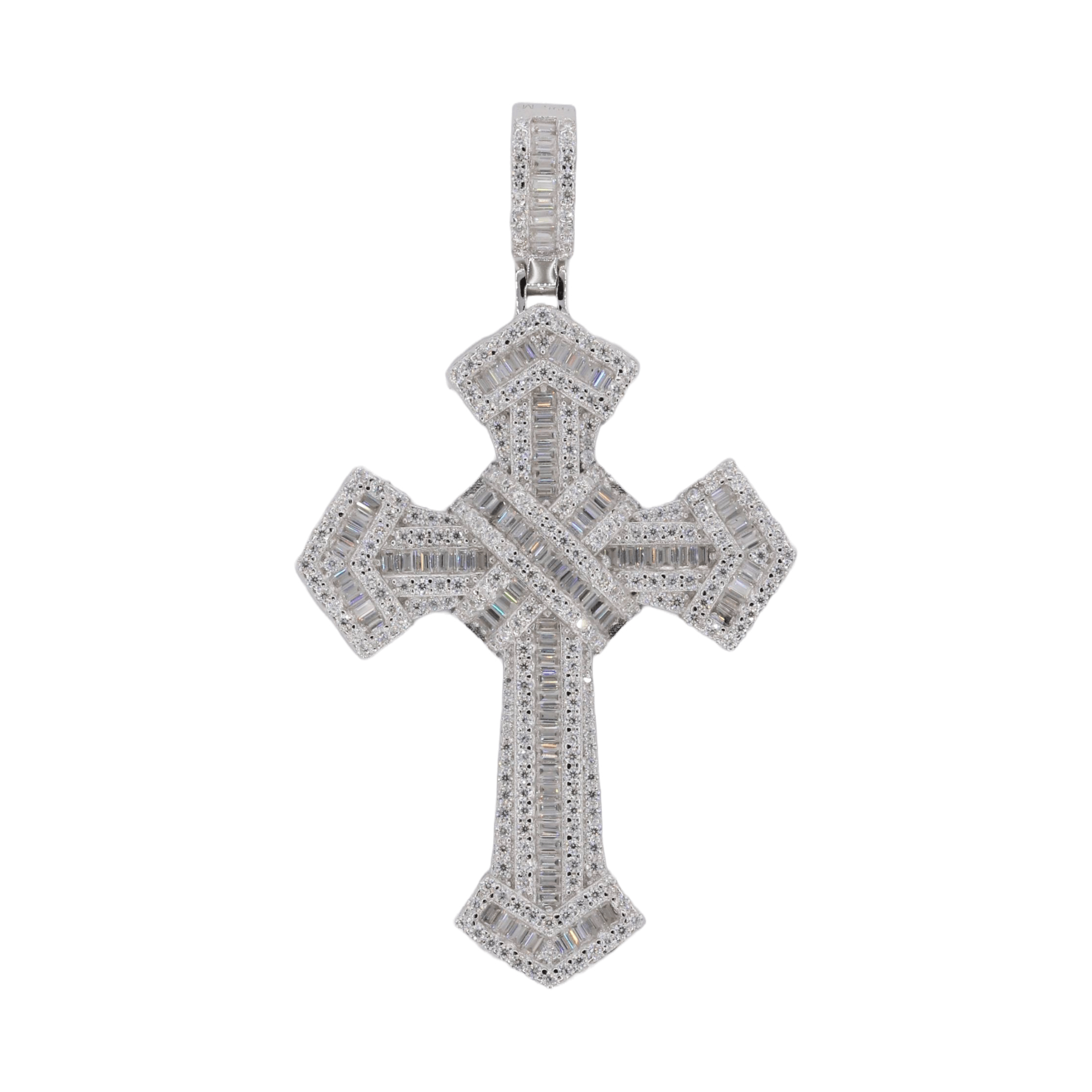 Gold Cross On Curb Chain 24 Vvs Look Micro Pave Bling Cross Gold Cross On Curb Chain 24 Vvs Look Micro Pave Bling Cross