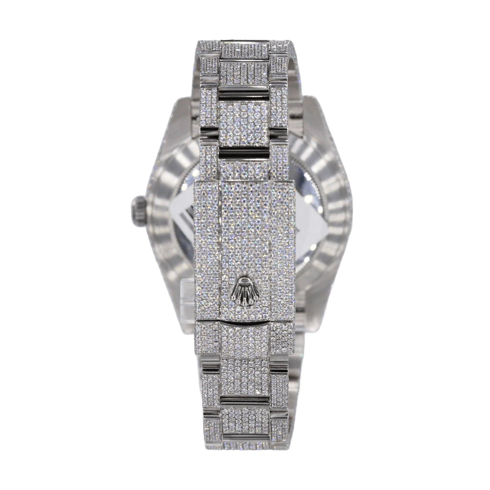 DJ 41MM Moissanite Diamond Two Row Bezel Watch 22CT - Moissanite Bazaar - moissanitebazaar.com