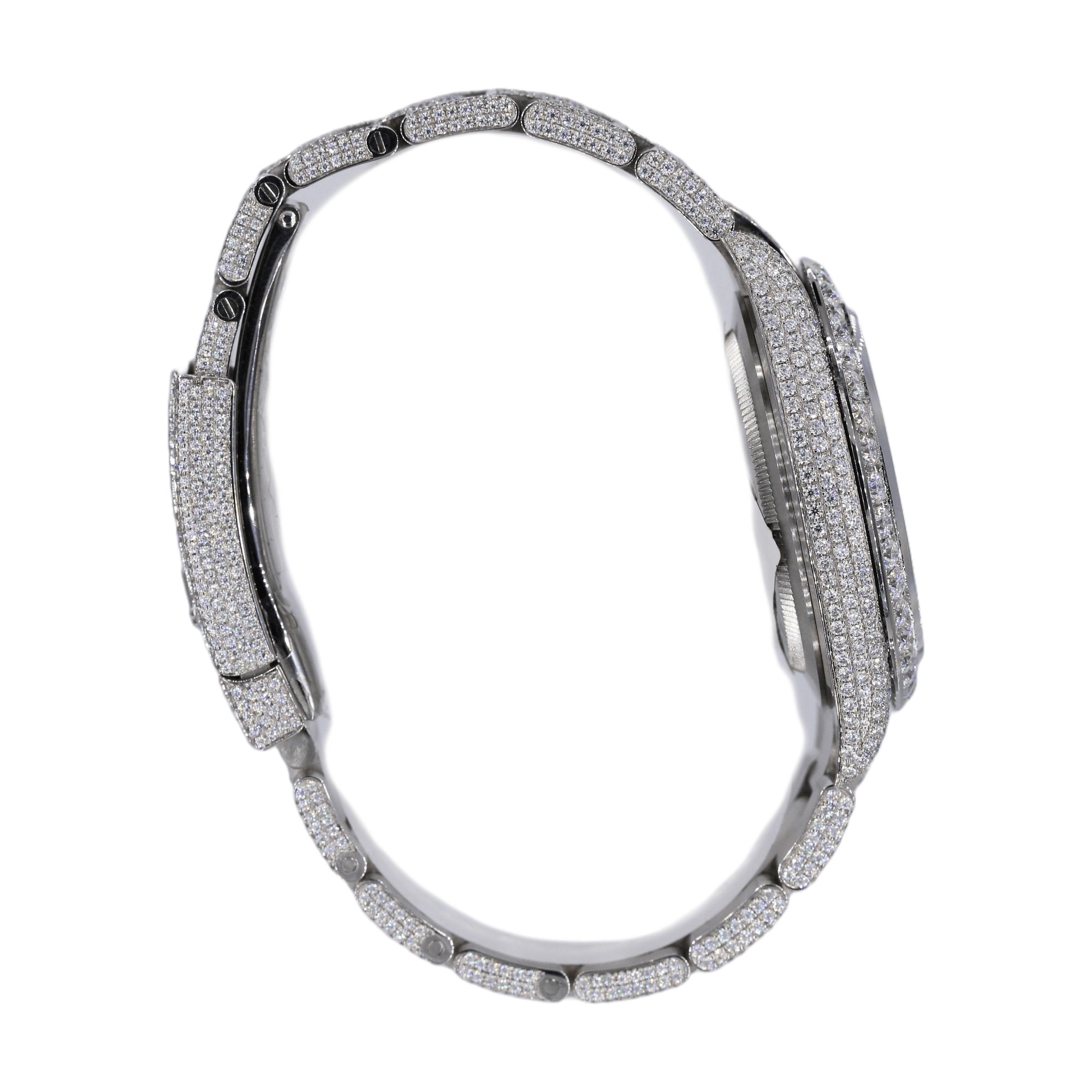 DJ 41MM Moissanite Diamond Two Row Stone Bezel Watch 22CT - Moissanite Bazaar - moissanitebazaar.com