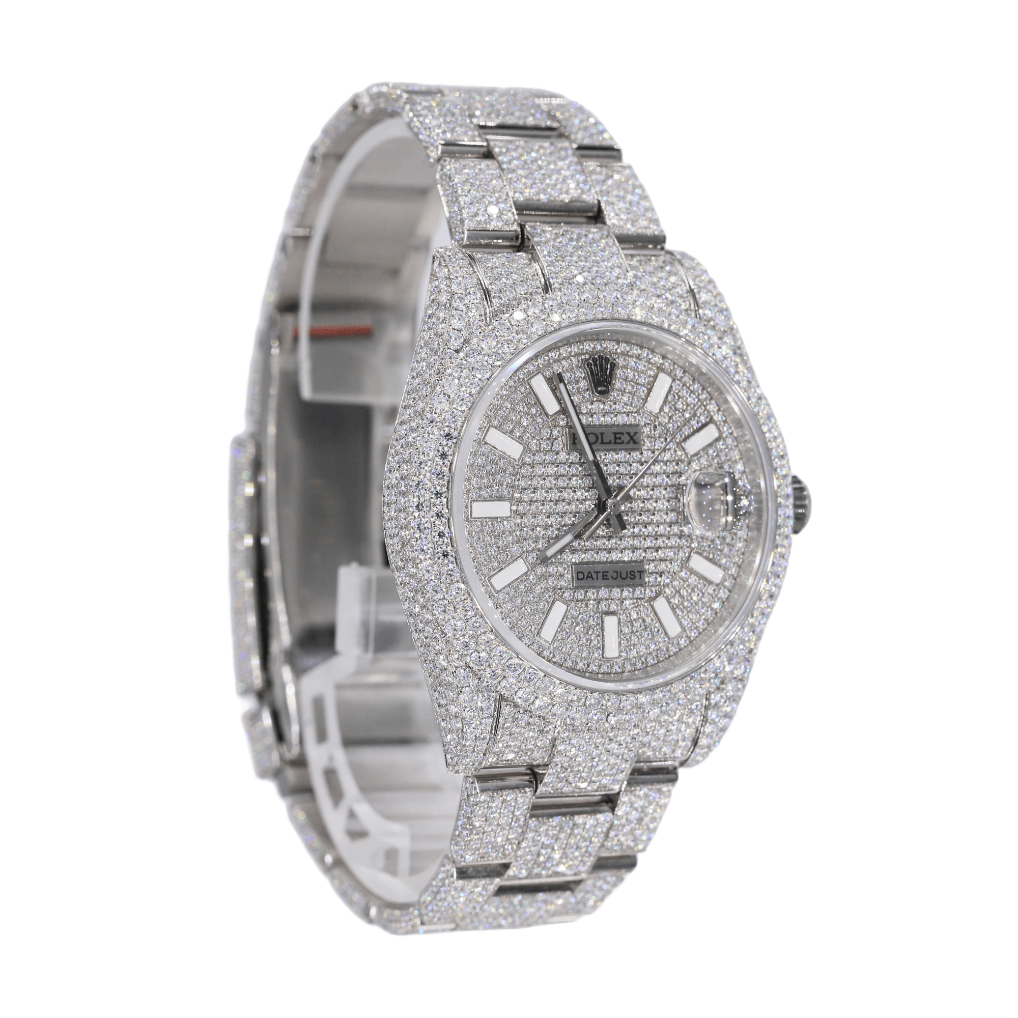 DJ 41MM Moissanite Diamond Two Row Stone Bezel Watch 22CT - Moissanite Bazaar - moissanitebazaar.com