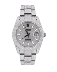 DJ 41MM Moissanite Diamond Two Row Stone Bezel Watch 22CT - Moissanite Bazaar - moissanitebazaar.com