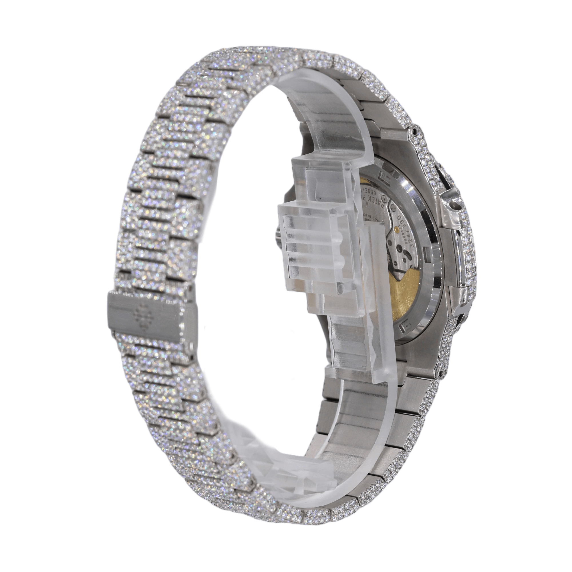 PT 41MM VVS Moissanite Diamond Two Row Stone Bezel Watch 22CT - Moissanite Bazaar - moissanitebazaar.com