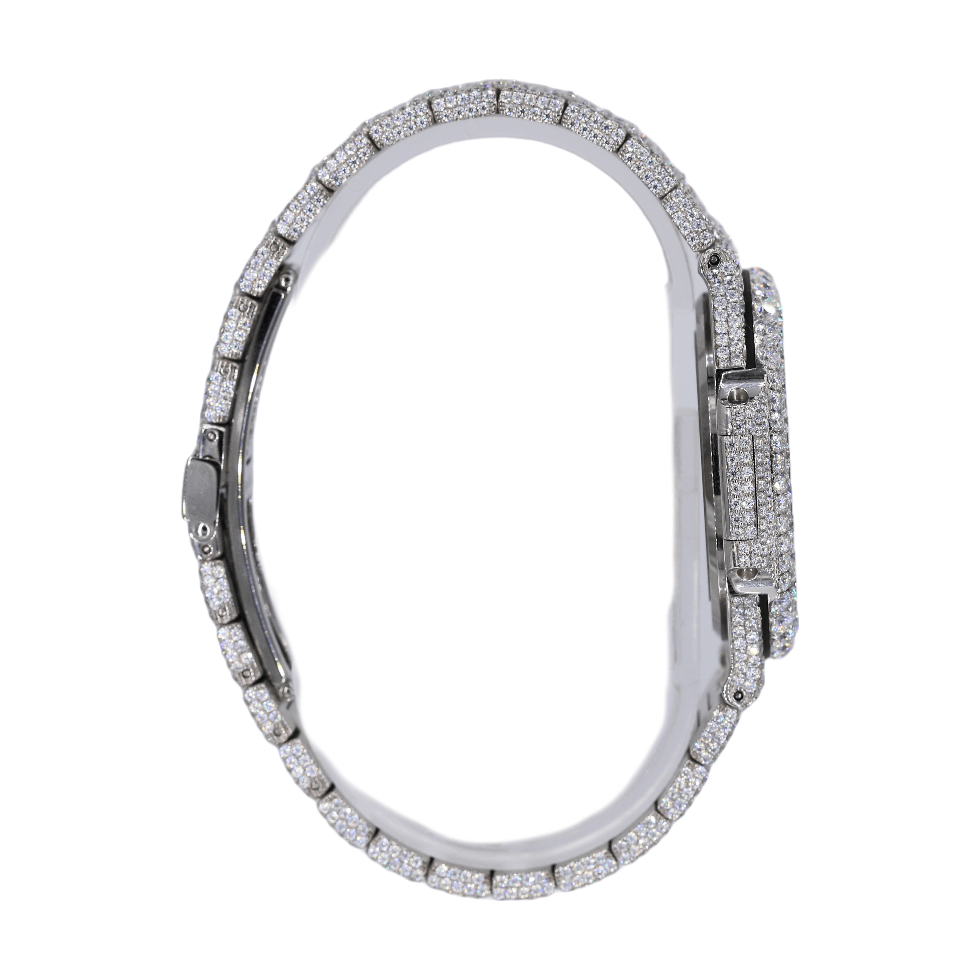 PT 41MM VVS Moissanite Diamond Two Row Stone Bezel Watch 22CT - Moissanite Bazaar - moissanitebazaar.com