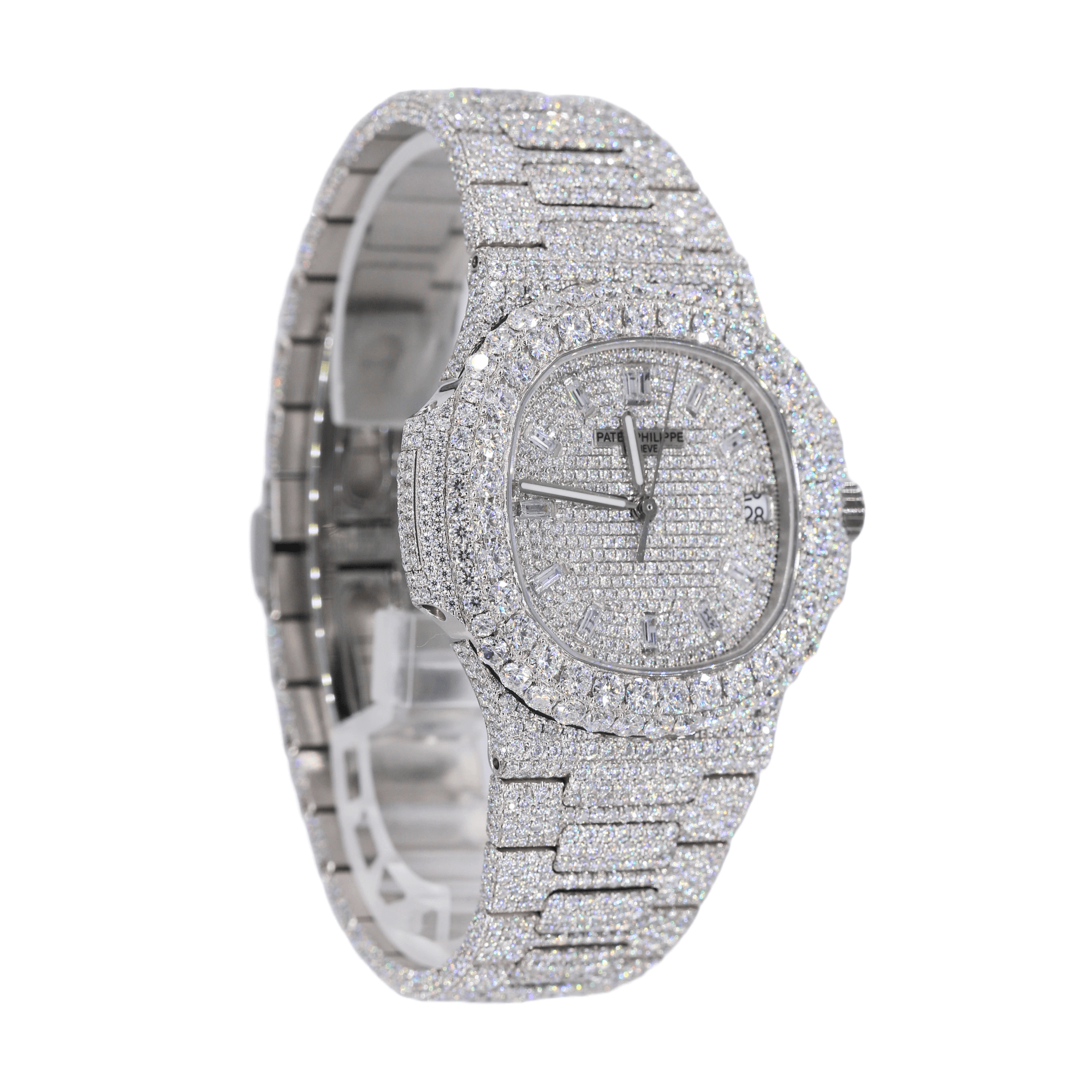 PT 41MM VVS Moissanite Diamond Two Row Stone Bezel Watch 22CT - Moissanite Bazaar - moissanitebazaar.com