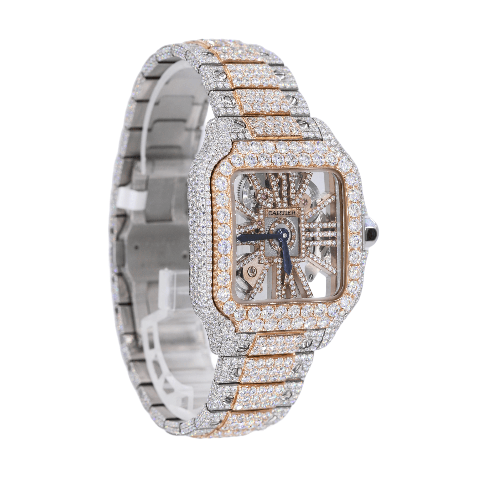 CS Skeleton 41MM Two-Tone VVS Moissanite Diamond Watch 20CT - Moissanite Bazaar - moissanitebazaar.com