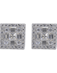 Square Multi Stone Iced VVS Moissanite Daimond Earrings - Moissanite Bazaar - moissanitebazaar.com
