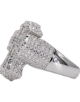 Gothic Baguette Cross VVS Moissanite Diamond Ring - Moissanite Bazaar - moissanitebazaar.com