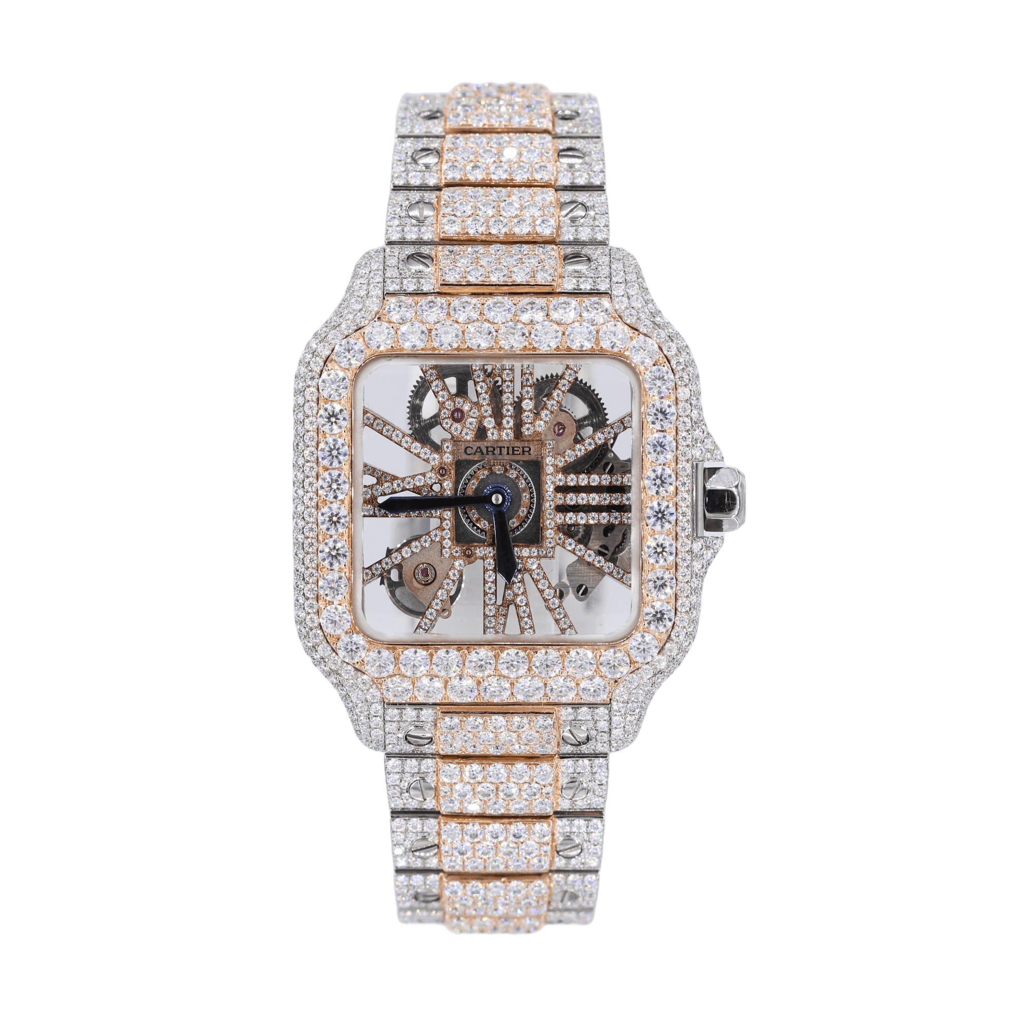 CS Skeleton 41MM Two-Tone VVS Moissanite Diamond Watch 20CT - Moissanite Bazaar - moissanitebazaar.com