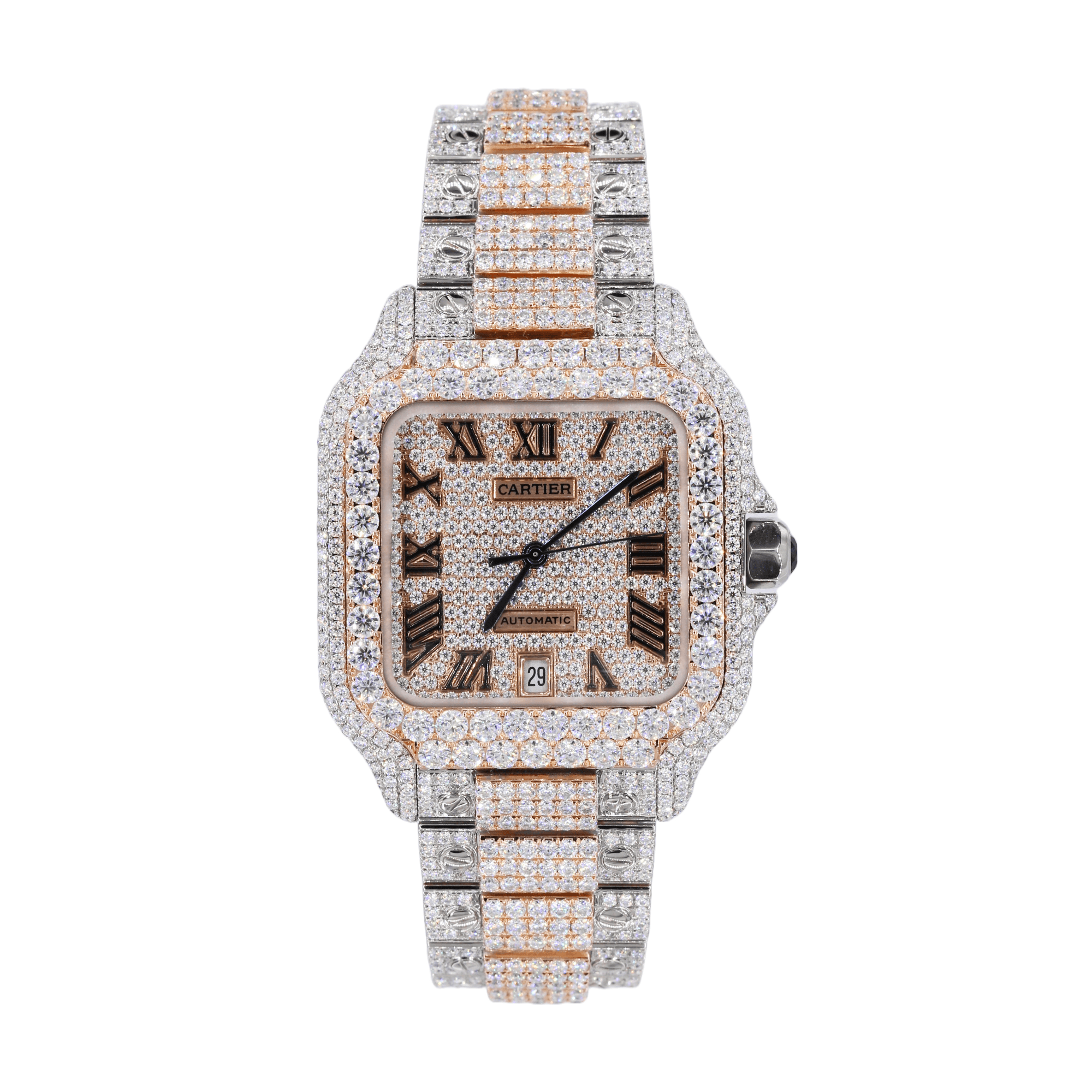 CS Two Tone 41MM Moissanite Diamond Watch 20CT - Moissanite Bazaar - moissanitebazaar.com