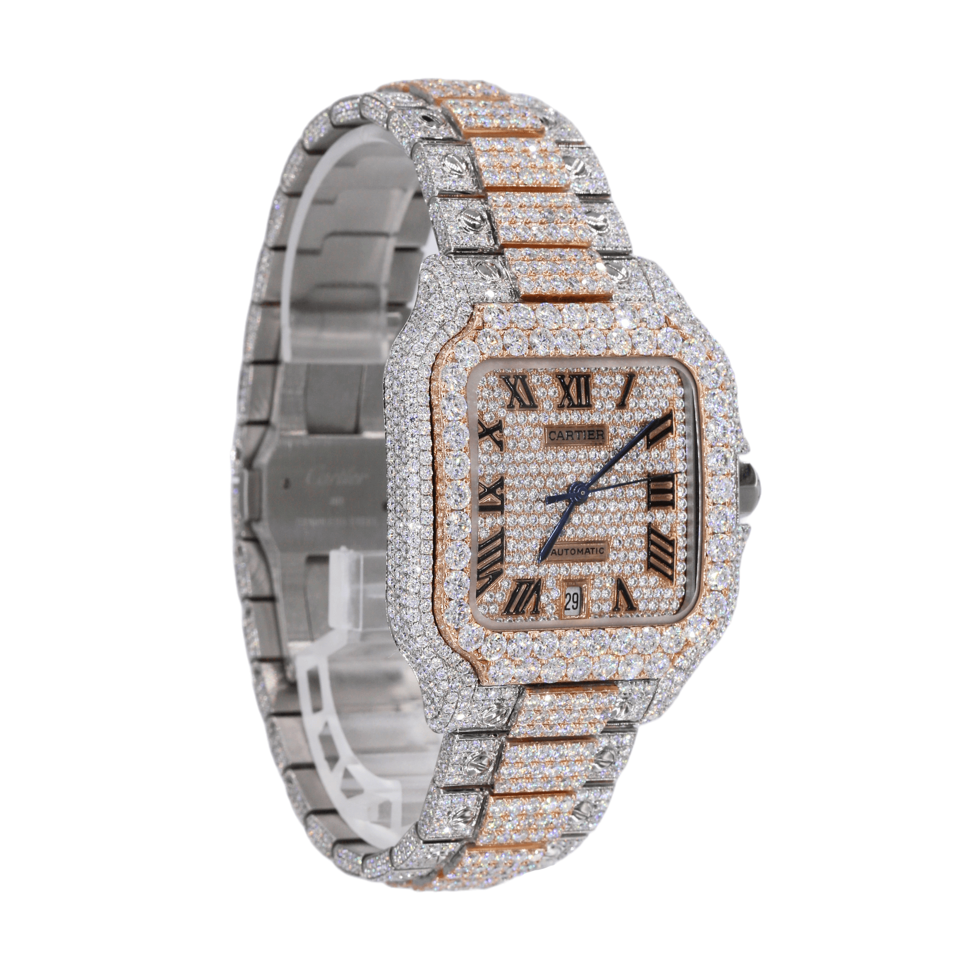 CS Two Tone 41MM Moissanite Diamond Watch 20CT - Moissanite Bazaar - moissanitebazaar.com