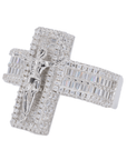 Baguette Jesus Cross VVS Moissanite Diamond Ring - Moissanite Bazaar - moissanitebazaar.com