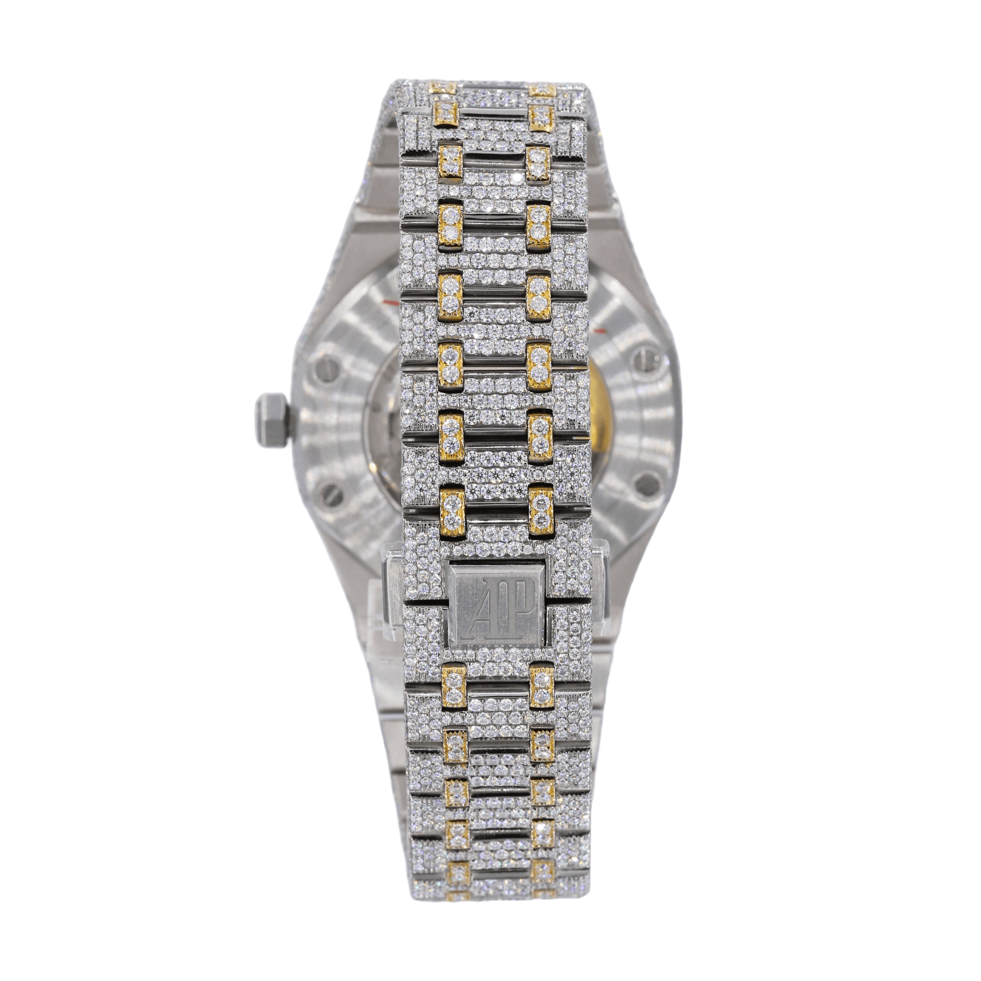 AP Stainless Steel 41MM Moissanite Diamond Watch 25CT With Two-Tone Option - Moissanite Bazaar - moissanitebazaar.com