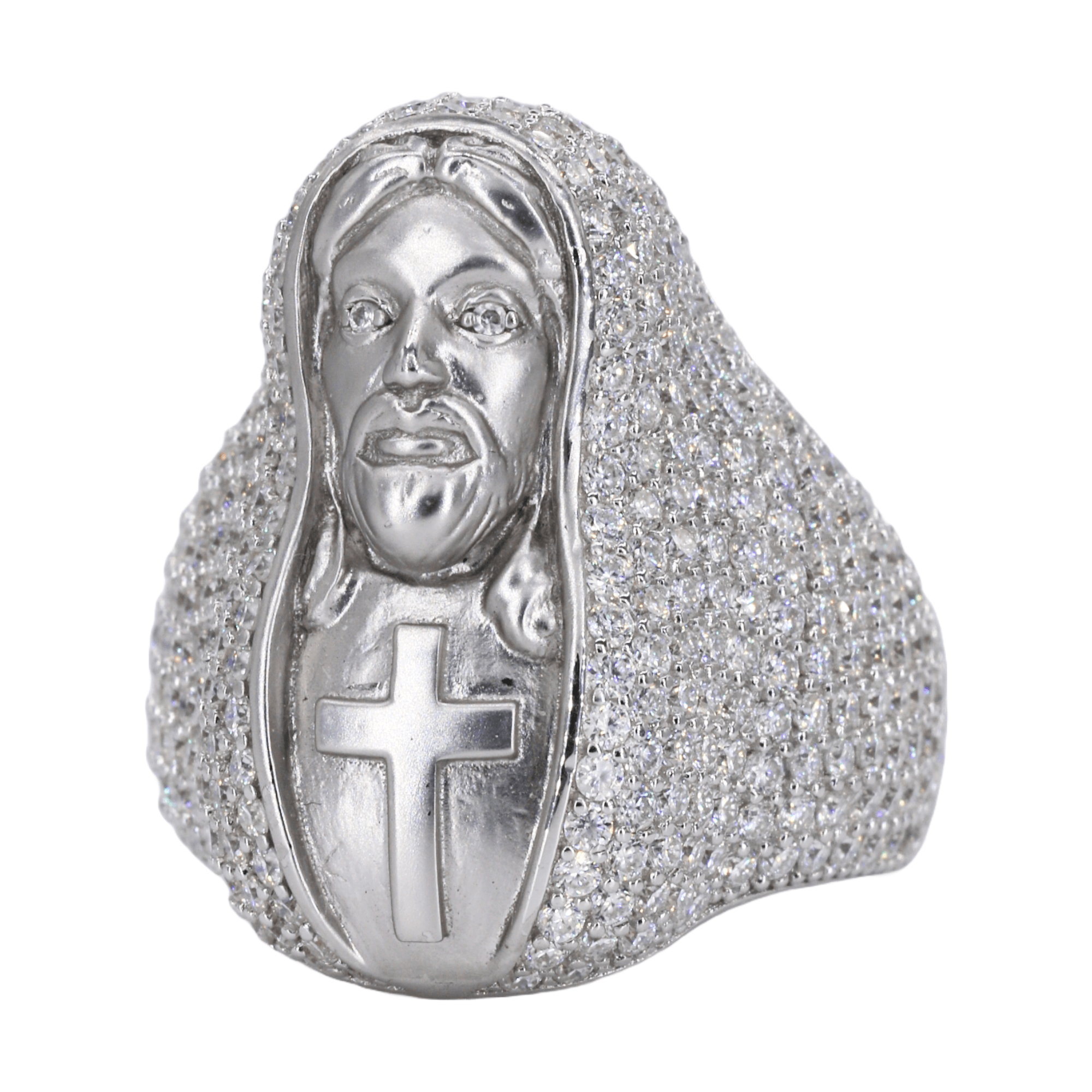 Ice Trapped Jesus VVS Moissanite Diamond Ring - Moissanite Bazaar - moissanitebazaar.com