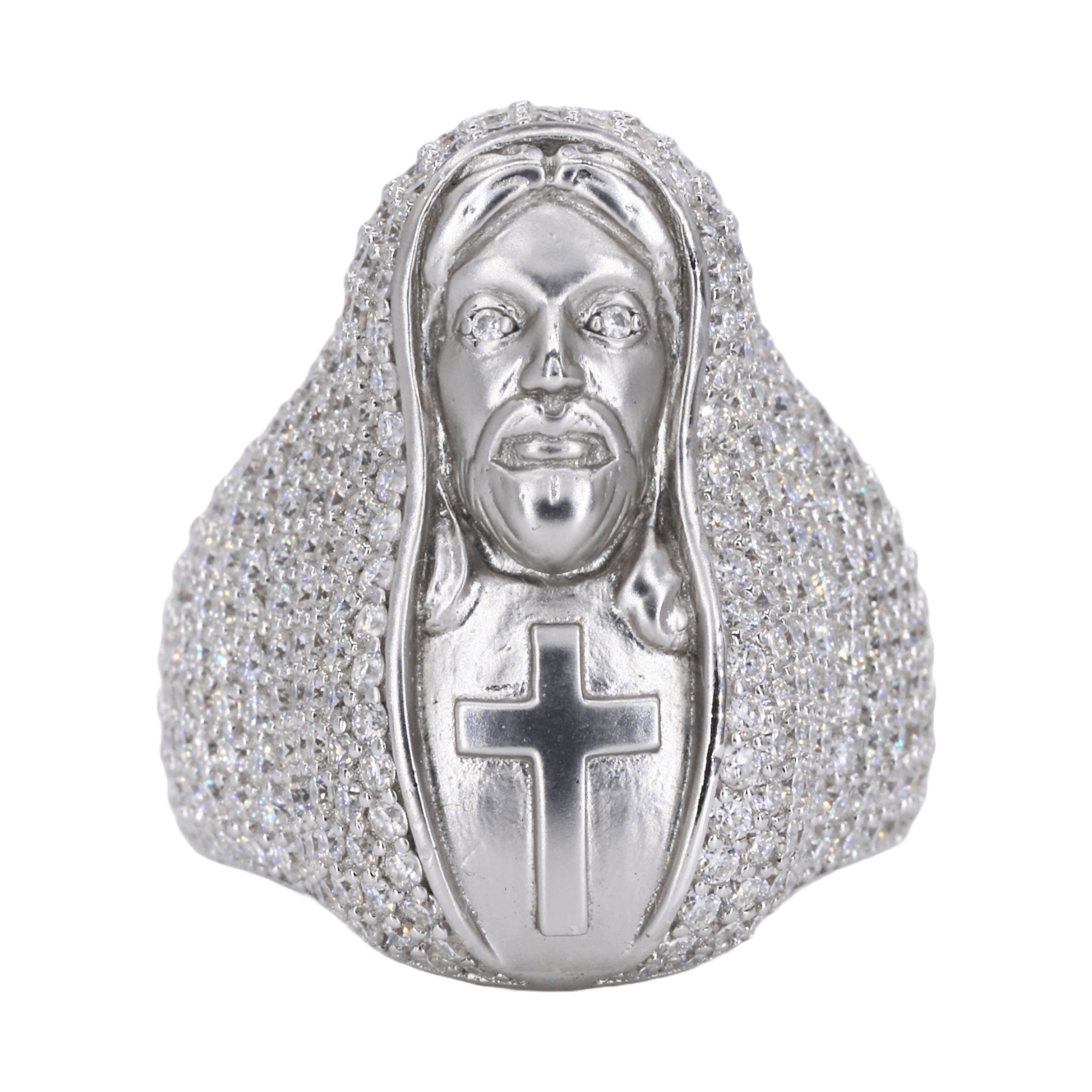 Ice Trapped Jesus VVS Moissanite Diamond Ring - Moissanite Bazaar - moissanitebazaar.com