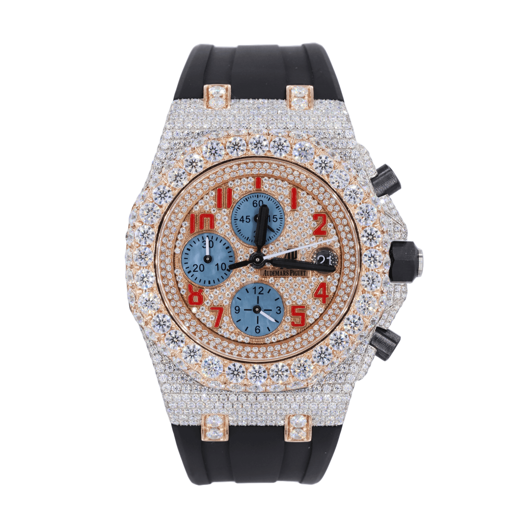 Stainless Steel 41MM Moissanite Diamond Watch 15CT  display picture 1