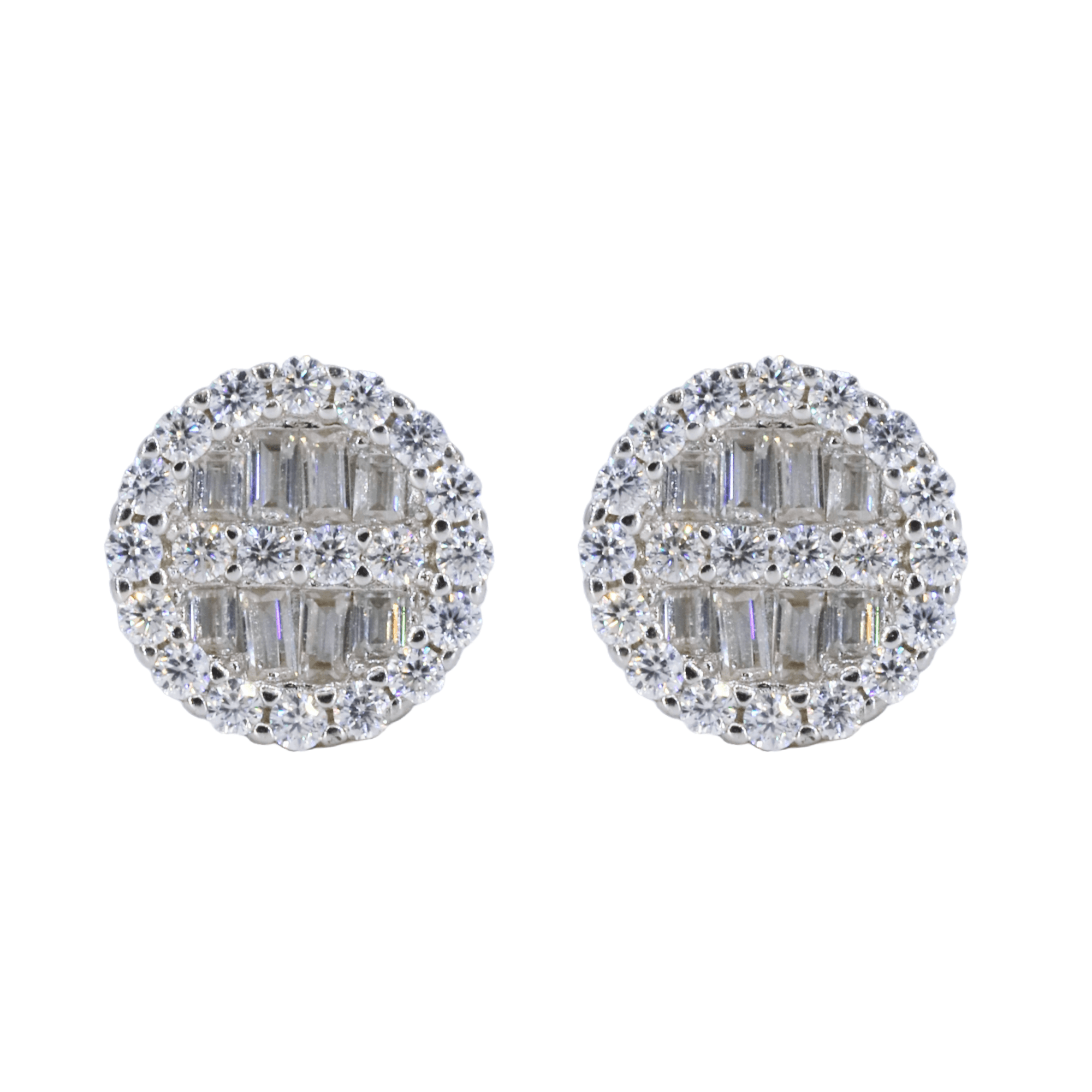 ★2022SS新作★MZUU★Baguette Stone Ball Earrings Baguette Infill VVS Moissanite Daimond Earrings – Moissanite