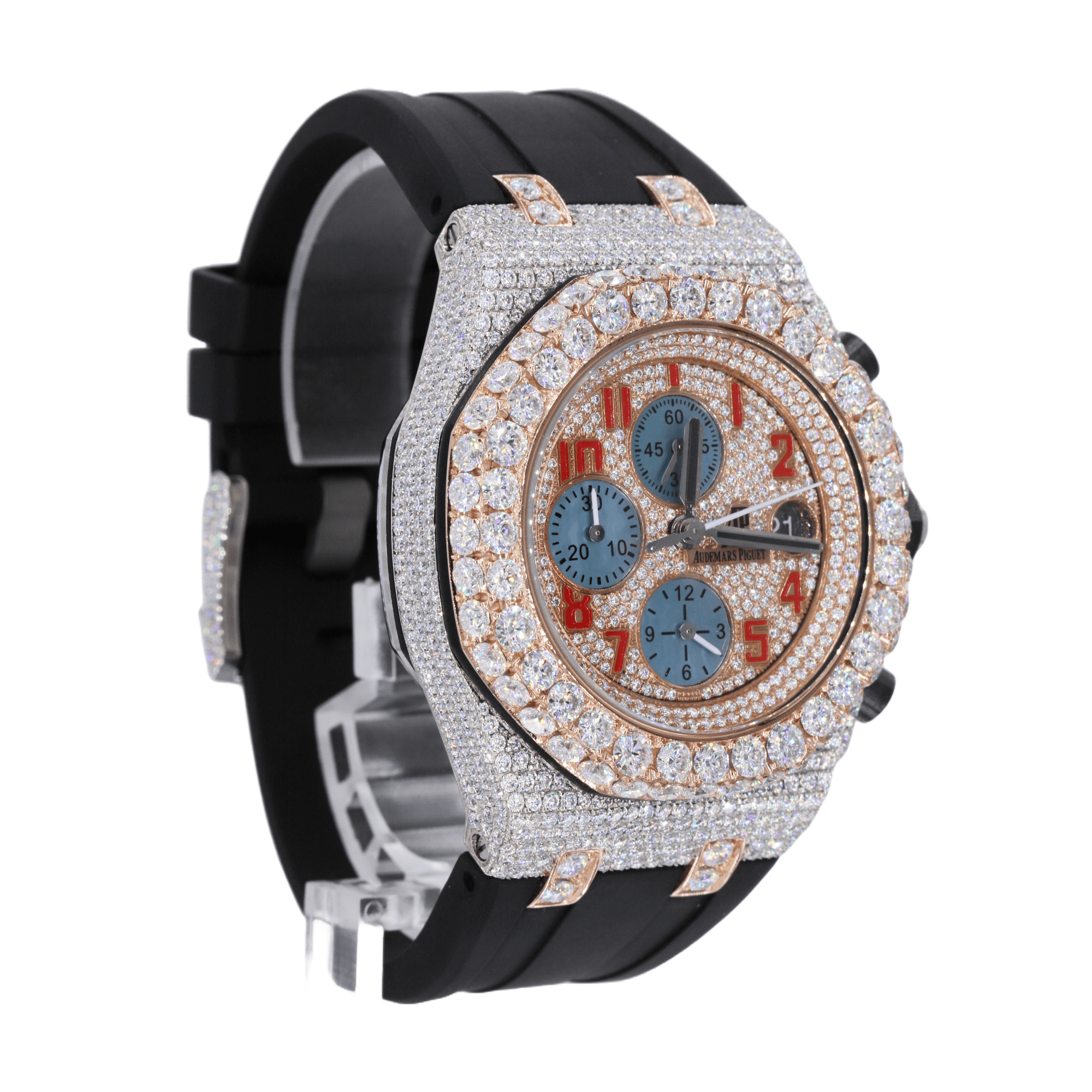 Stainless Steel 41MM Moissanite Diamond Watch 15CT - Moissanite Bazaar - moissanitebazaar.com