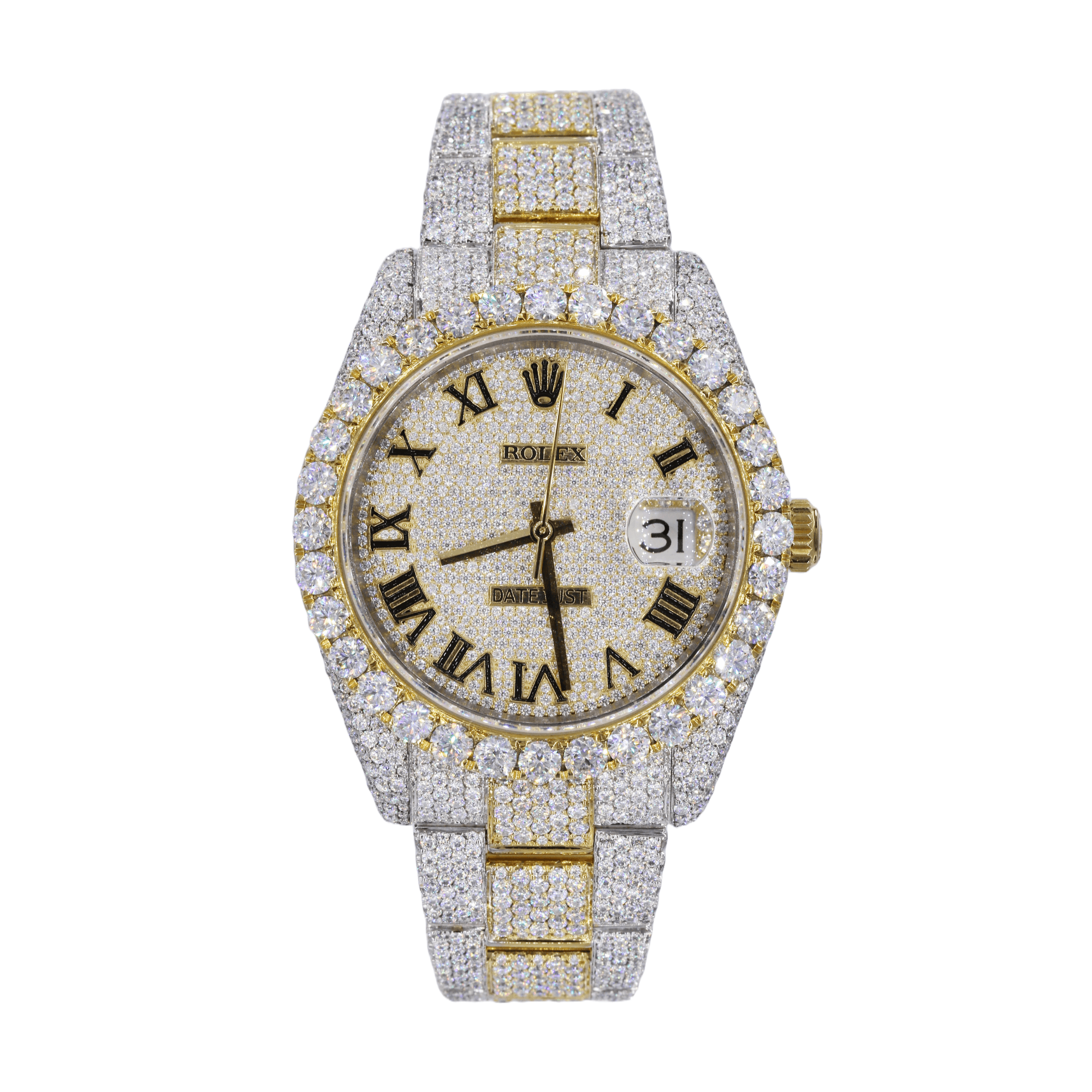 DJ 41MM Moissanite Diamond Big Stone Bezel Two-Tone Watch 22CT - Moissanite Bazaar - moissanitebazaar.com