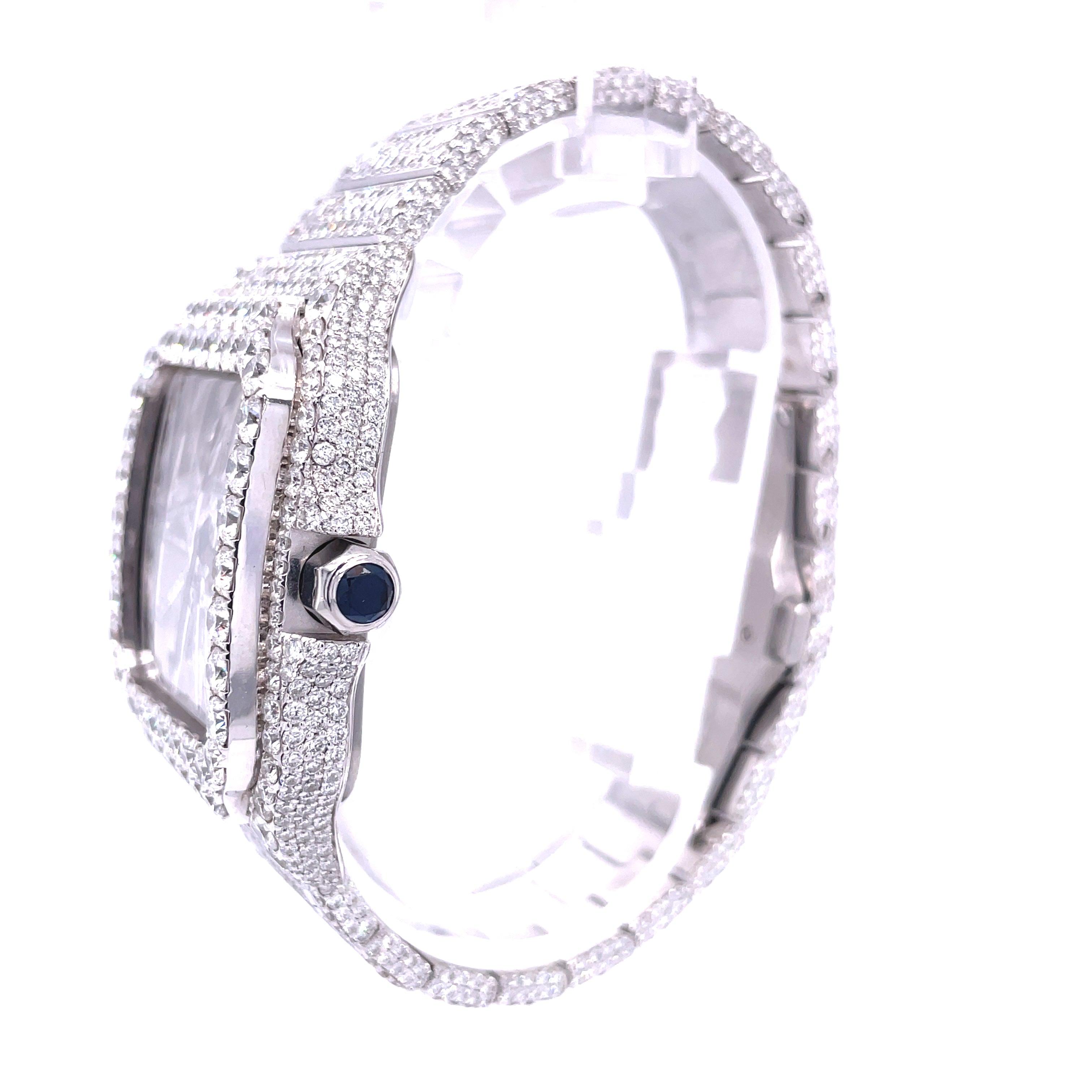 Cartier Santos Skeleton 41MM Moissanite Diamond Watch 20CT - Moissanite Bazaar - moissanitebazaar.com