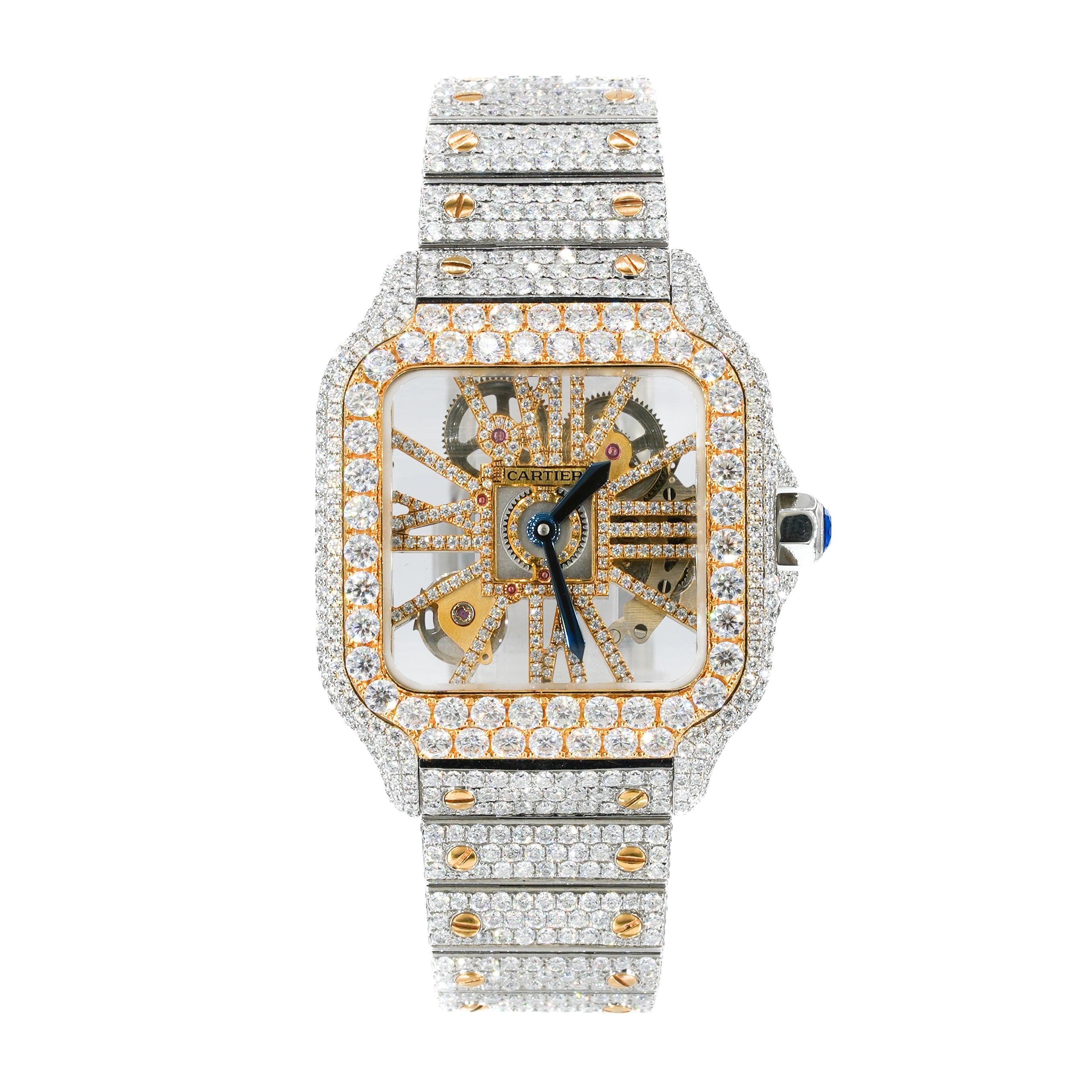 CS Skeleton Two-Tone 41MM VVS Moissanite Diamond Watch 20CT - Moissanite Bazaar - moissanitebazaar.com