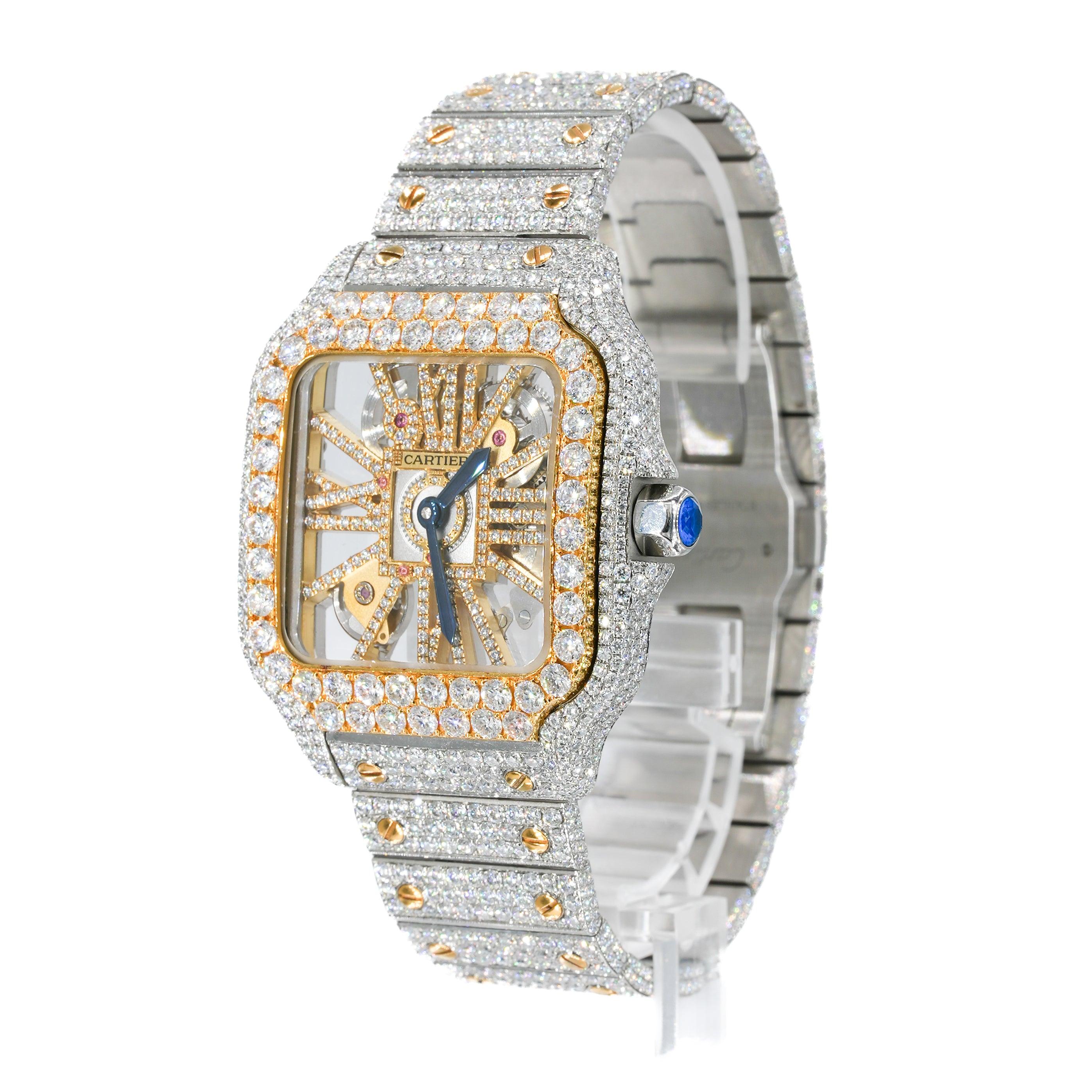 CS Skeleton Two-Tone 41MM VVS Moissanite Diamond Watch 20CT - Moissanite Bazaar - moissanitebazaar.com
