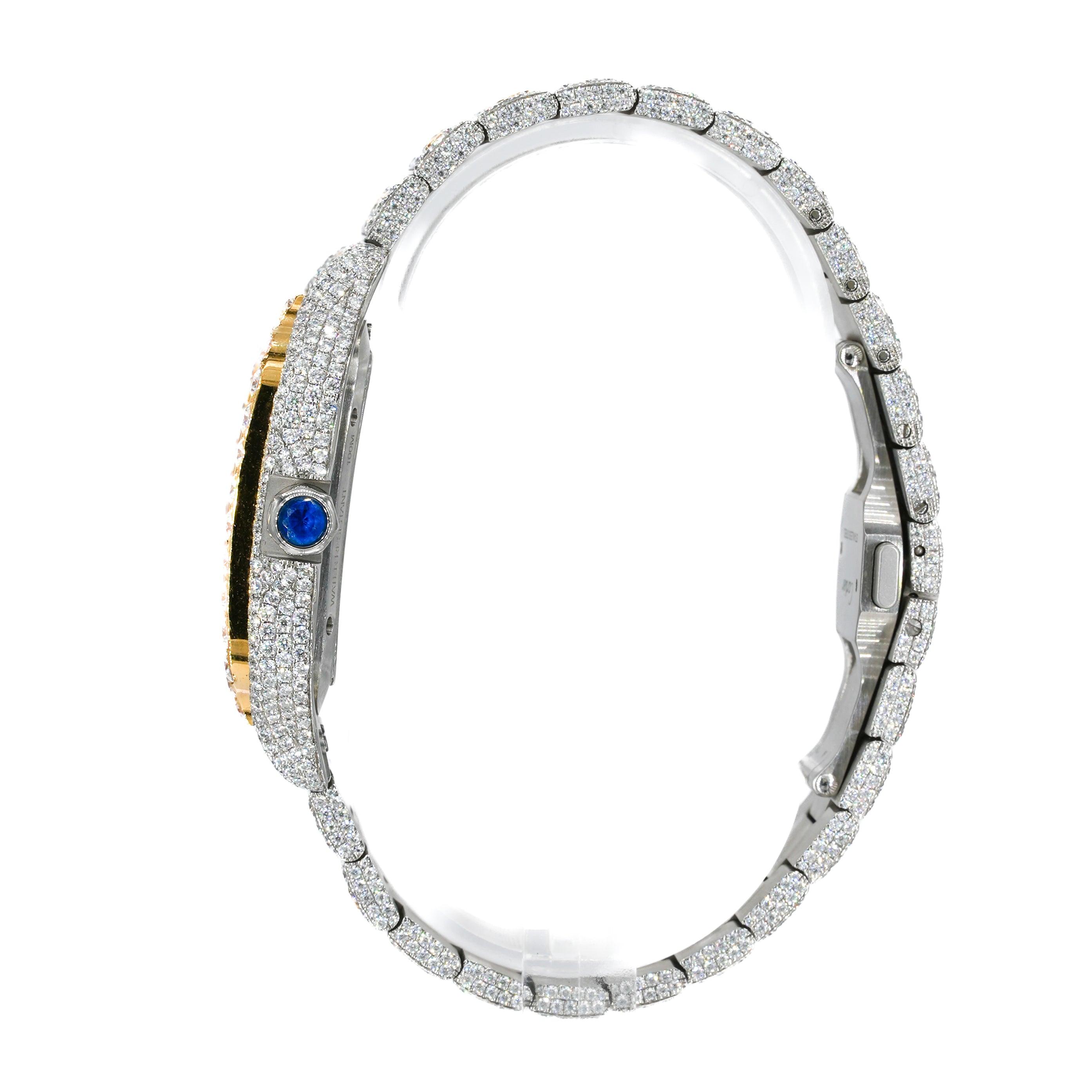 CS Skeleton Two-Tone 41MM VVS Moissanite Diamond Watch 20CT - Moissanite Bazaar - moissanitebazaar.com
