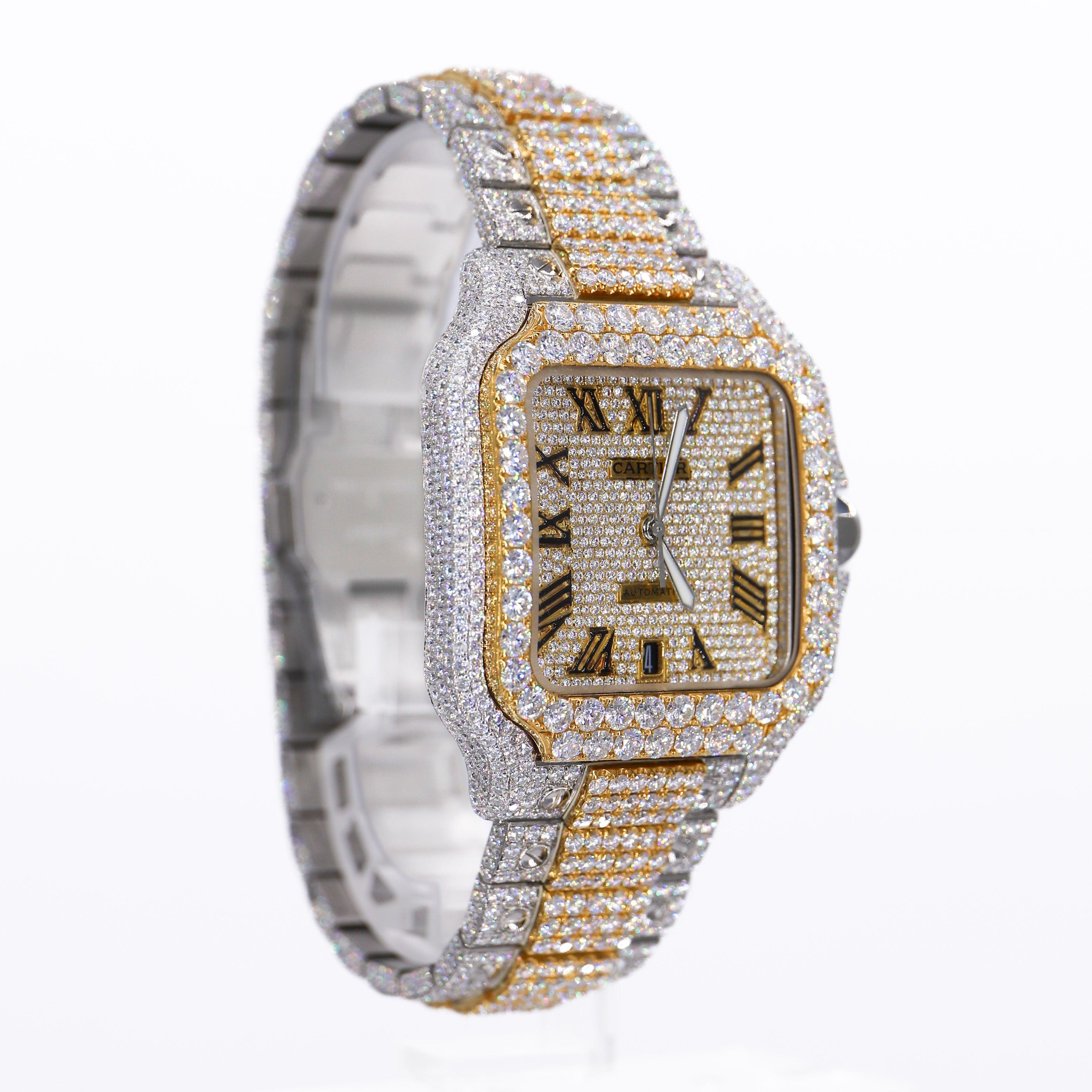 CS Two Tone 41MM Moissanite Diamond Watch 20CT - Moissanite Bazaar - moissanitebazaar.com