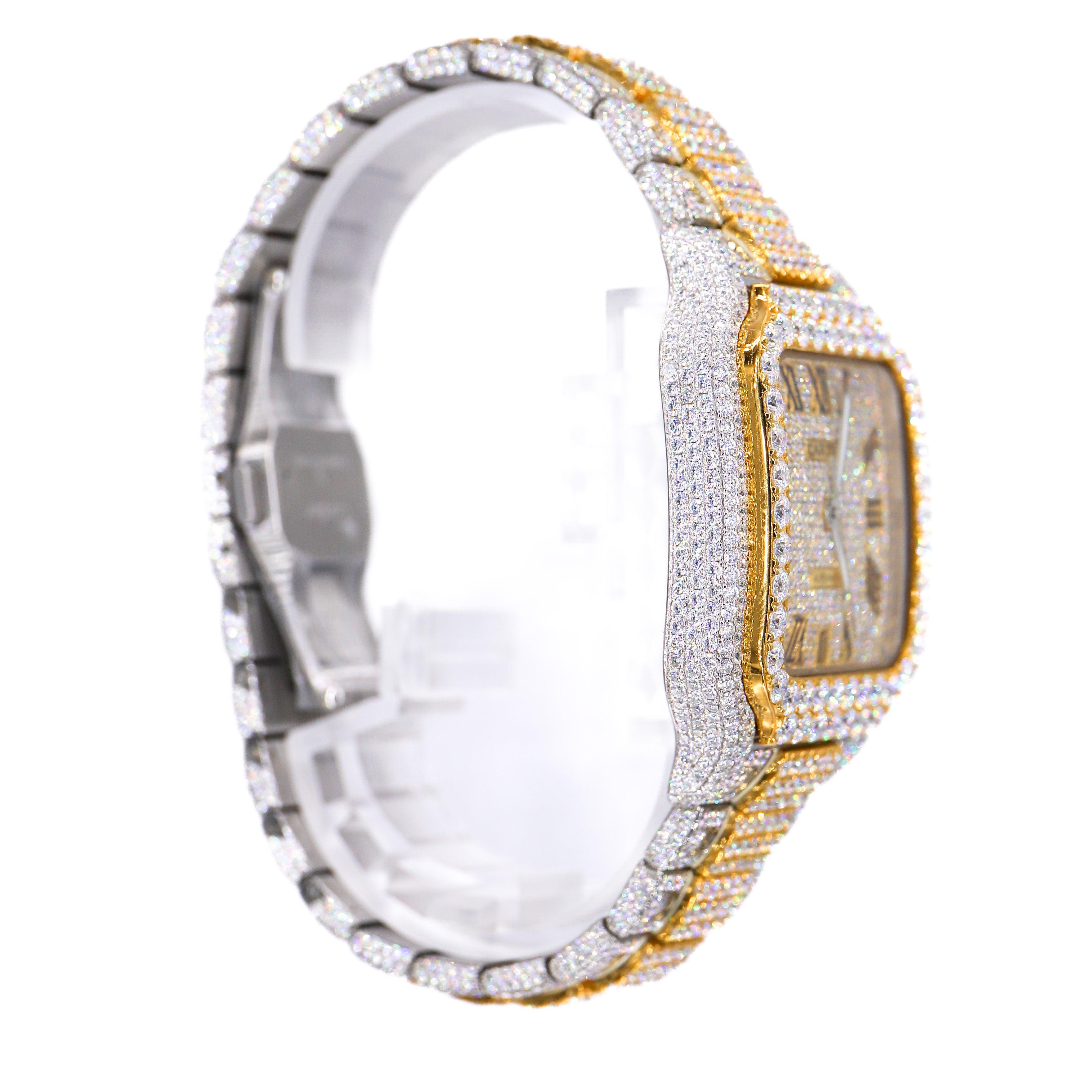 CS Two Tone 41MM Moissanite Diamond Watch 20CT - Moissanite Bazaar - moissanitebazaar.com