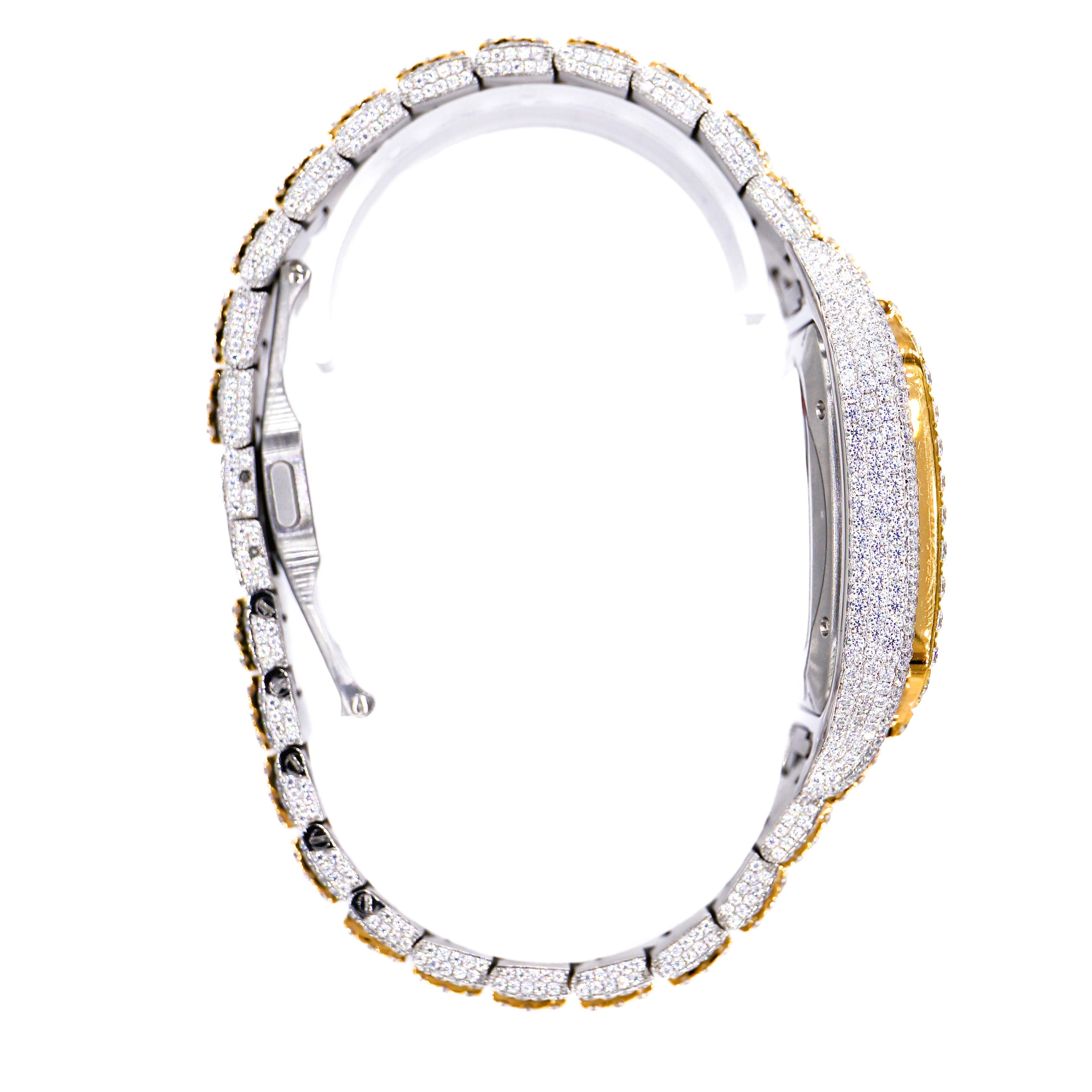 CS Two Tone 41MM Moissanite Diamond Watch 20CT - Moissanite Bazaar - moissanitebazaar.com