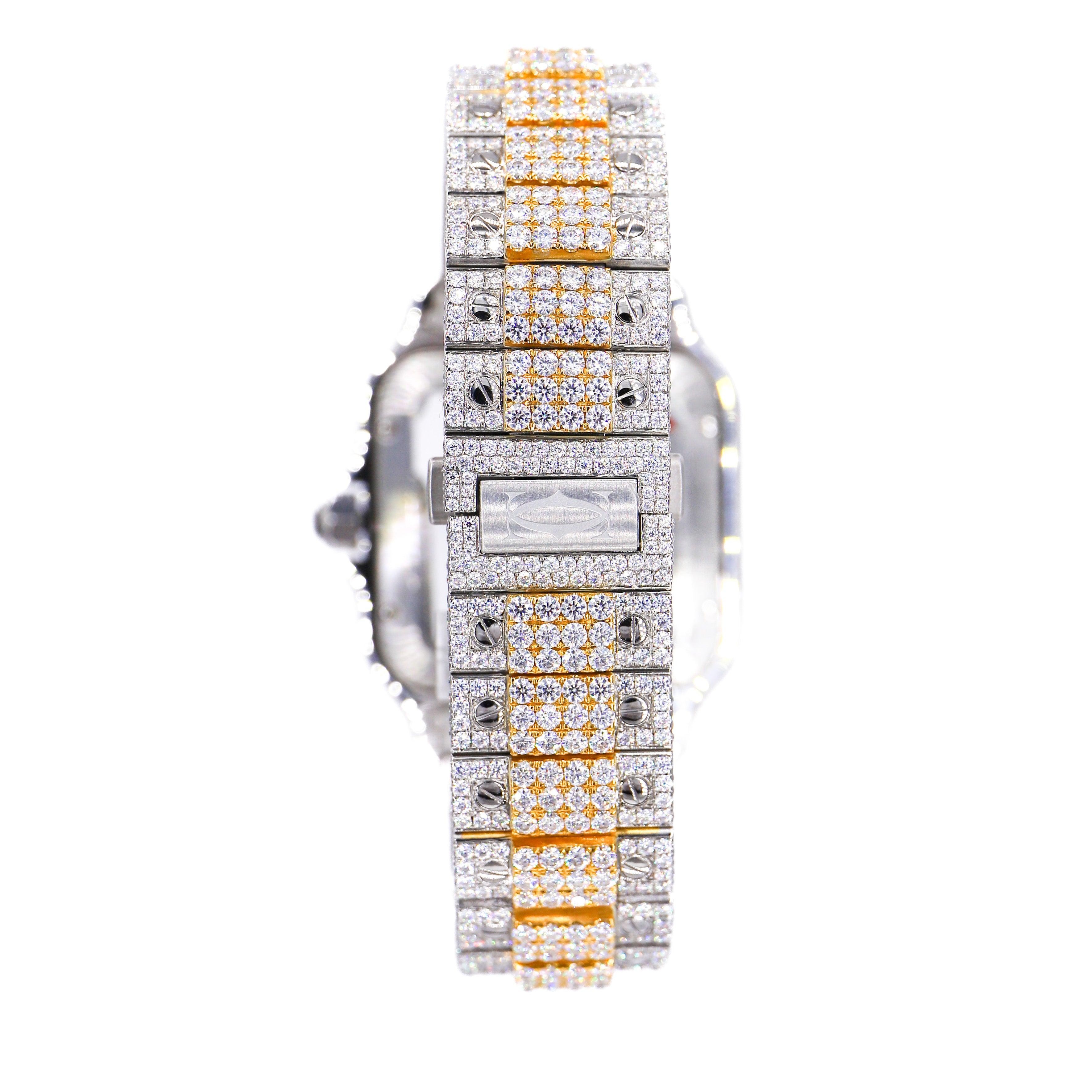 CS Two Tone 41MM Moissanite Diamond Watch 20CT - Moissanite Bazaar - moissanitebazaar.com
