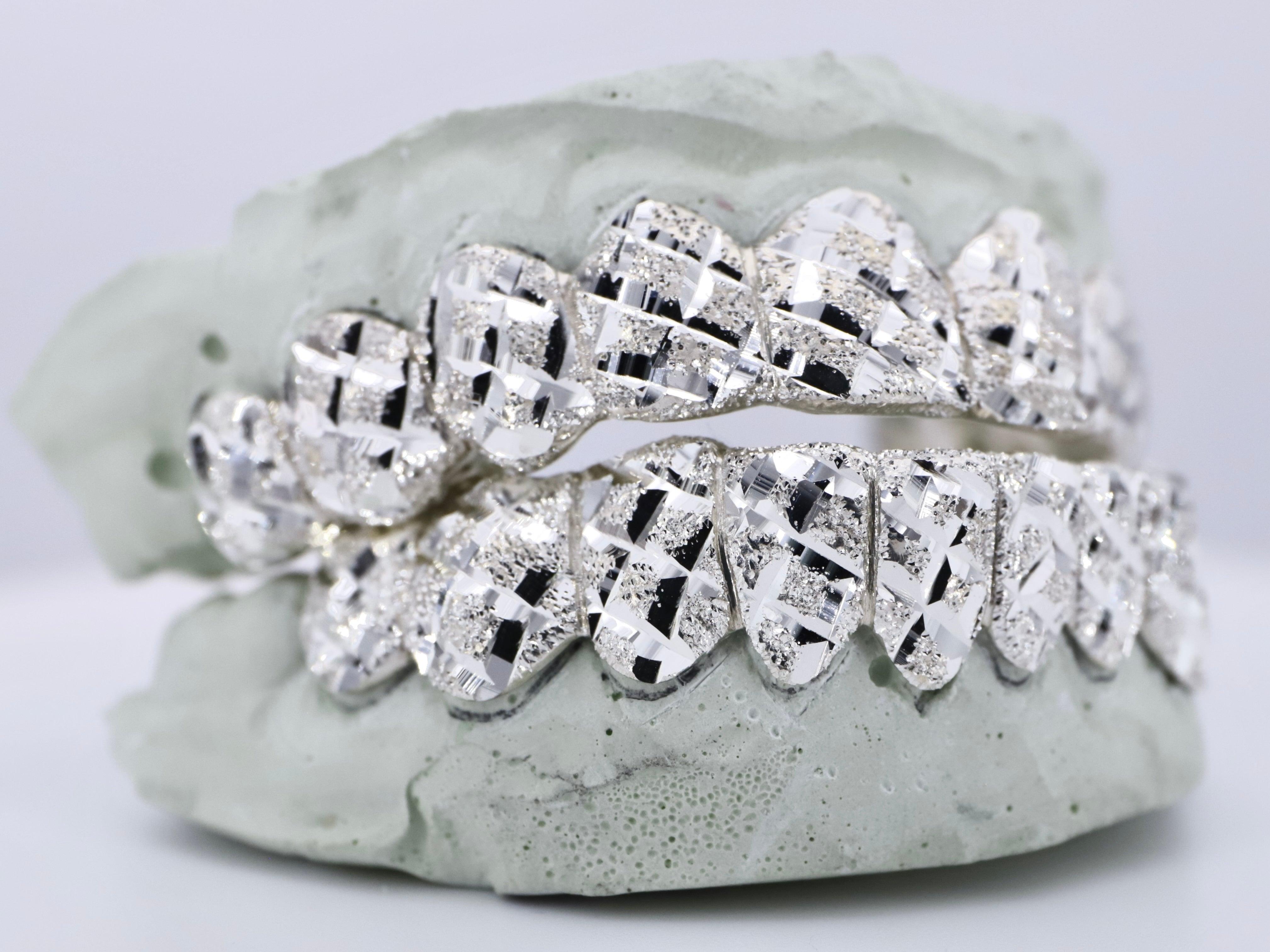Diamond Cut Diamond Dust Grillz - Moissanite Bazaar - moissanitebazaar.com
