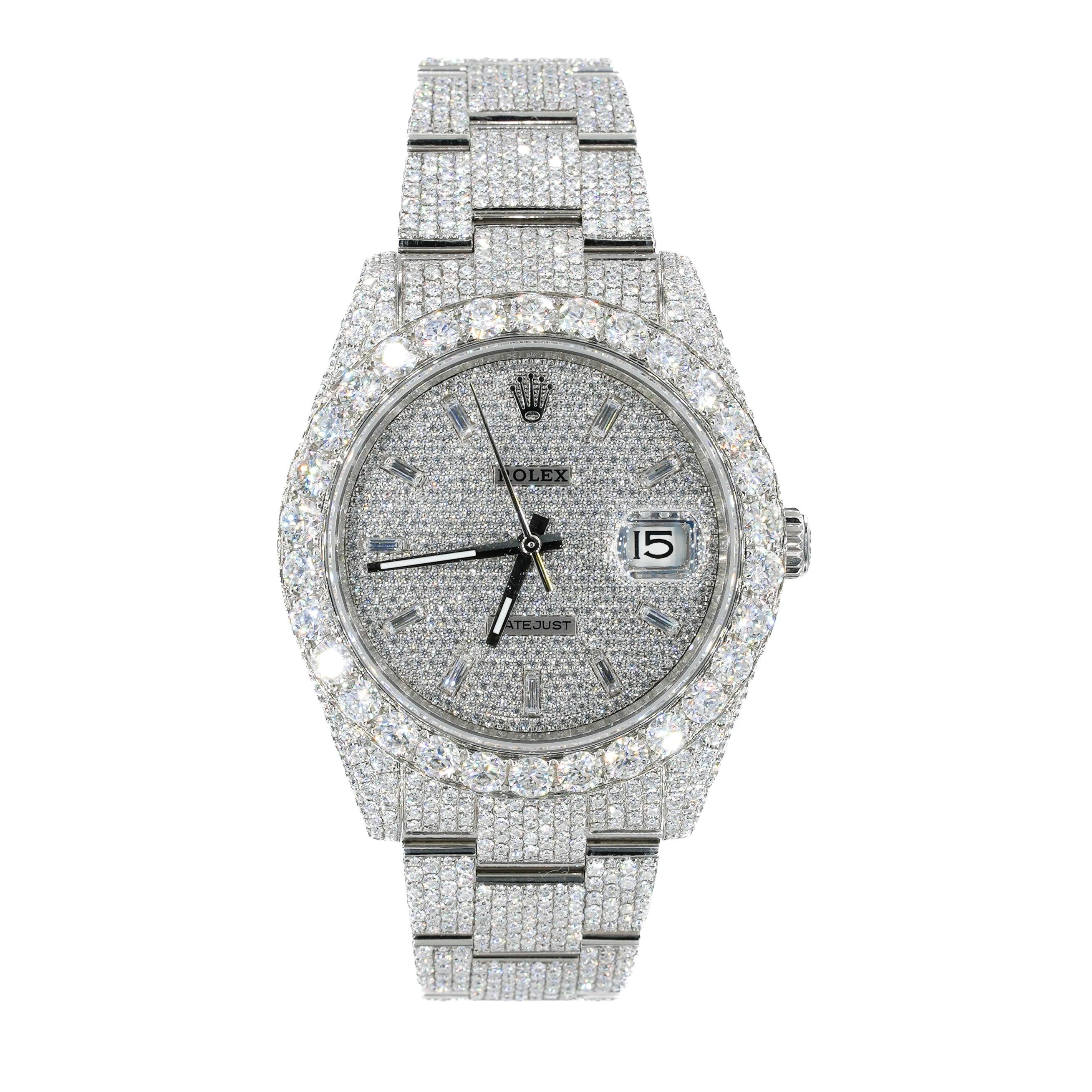 DJ 41MM Moissanite Diamond Big Stone Bezel Watch 22CT - Moissanite Bazaar - moissanitebazaar.com