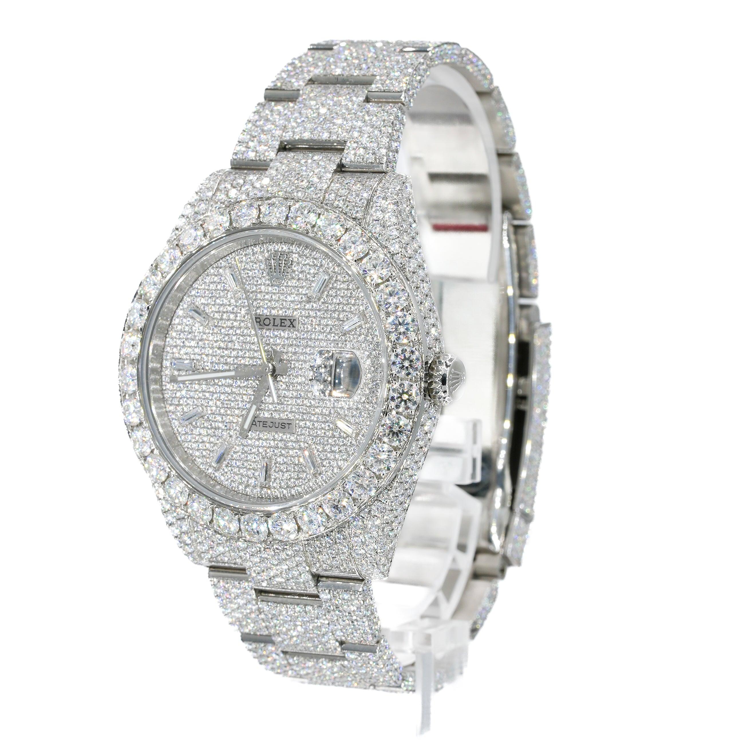 DJ 41MM Moissanite Diamond Big Stone Bezel Watch 22CT Moissanite