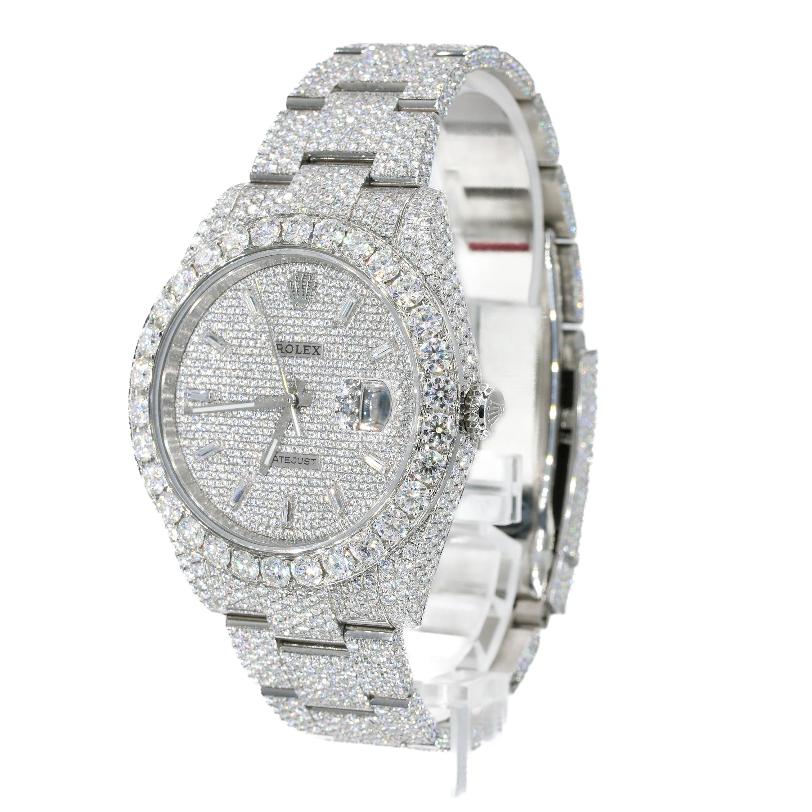 DJ 41MM Moissanite Diamond Big Stone Bezel Watch 22CT - Moissanite Bazaar - moissanitebazaar.com